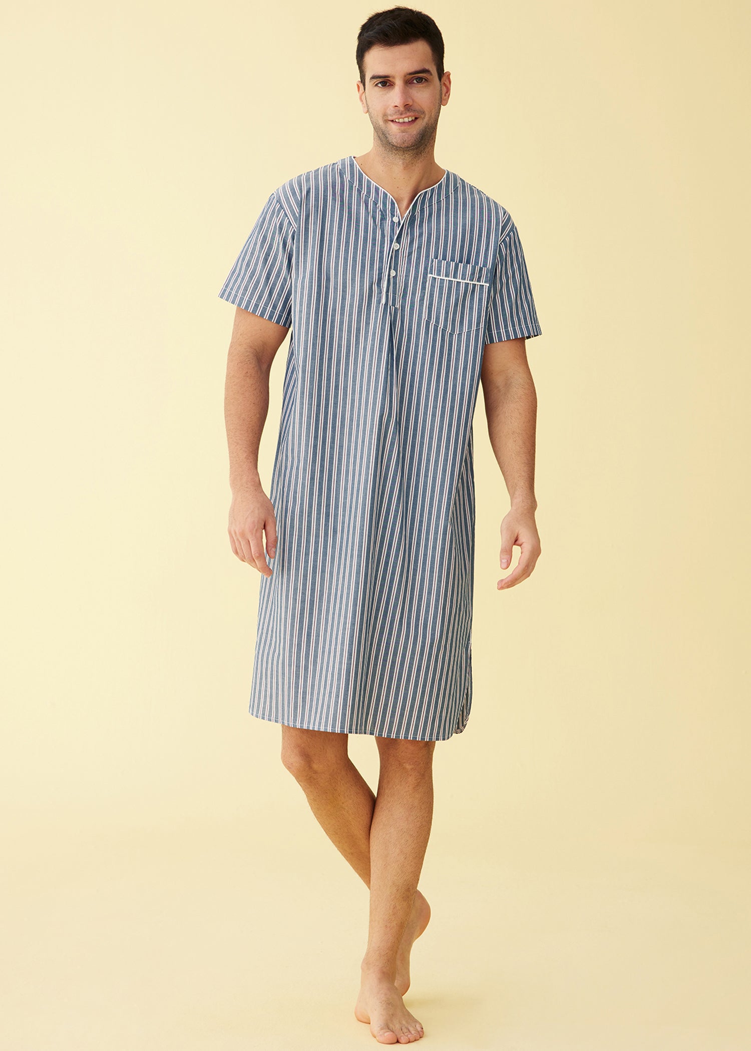 Men\'s Plaid Nightshirt Cotton Sleep Shirt – Latuza