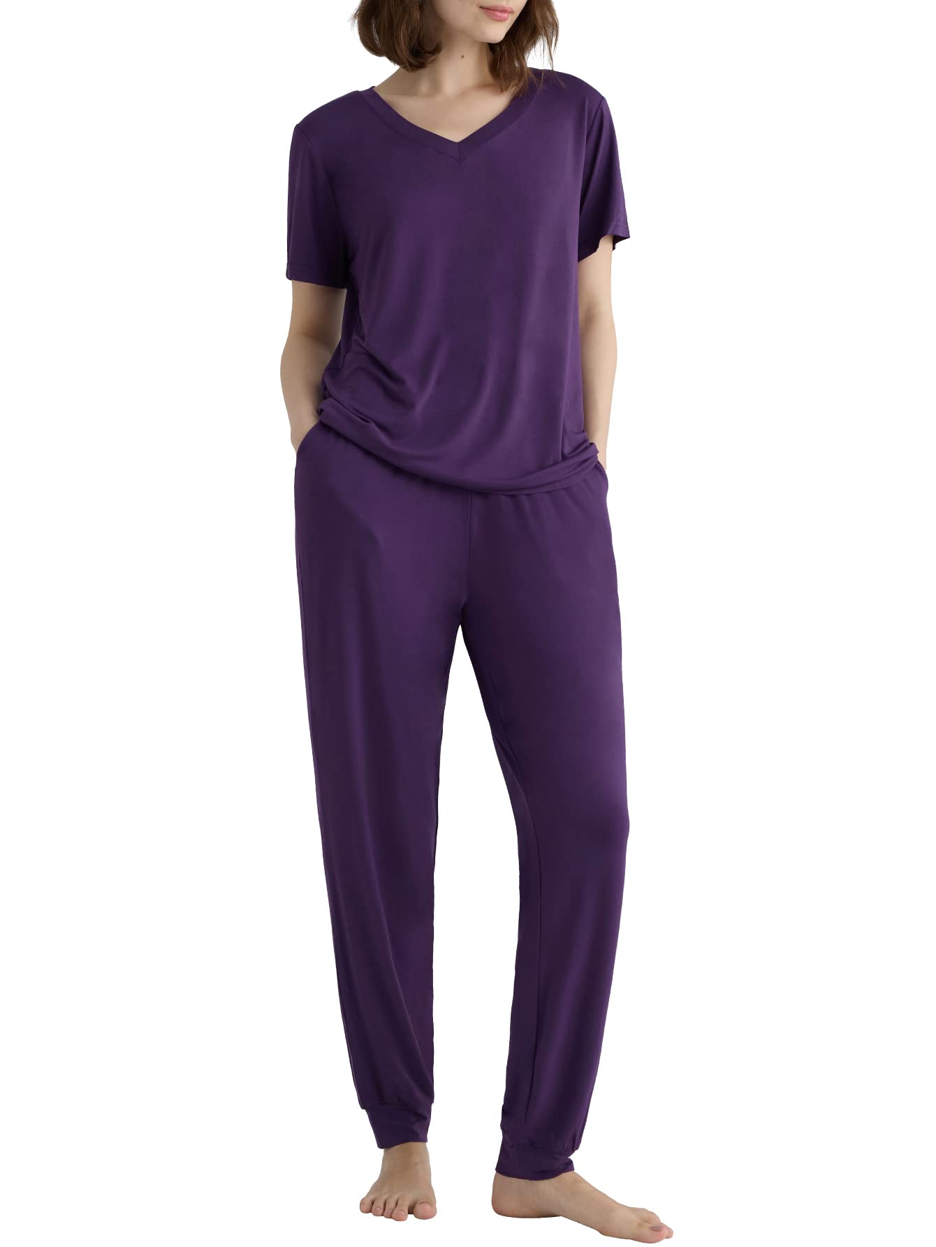 Women's Viscose Jogger Pants Lounge Pajamas Set - Latuza