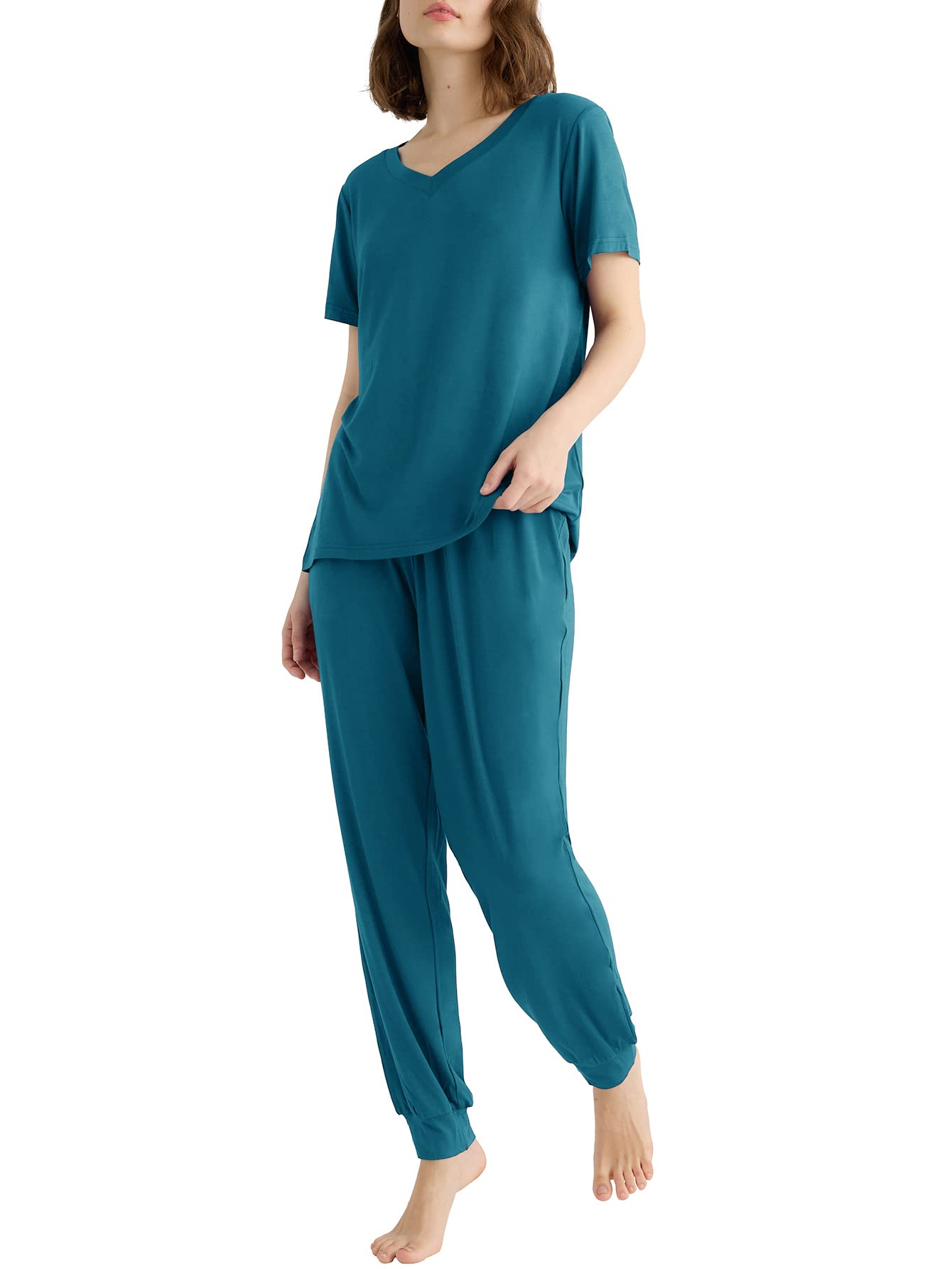 Women's Viscose Jogger Pants Lounge Pajamas Set - Latuza