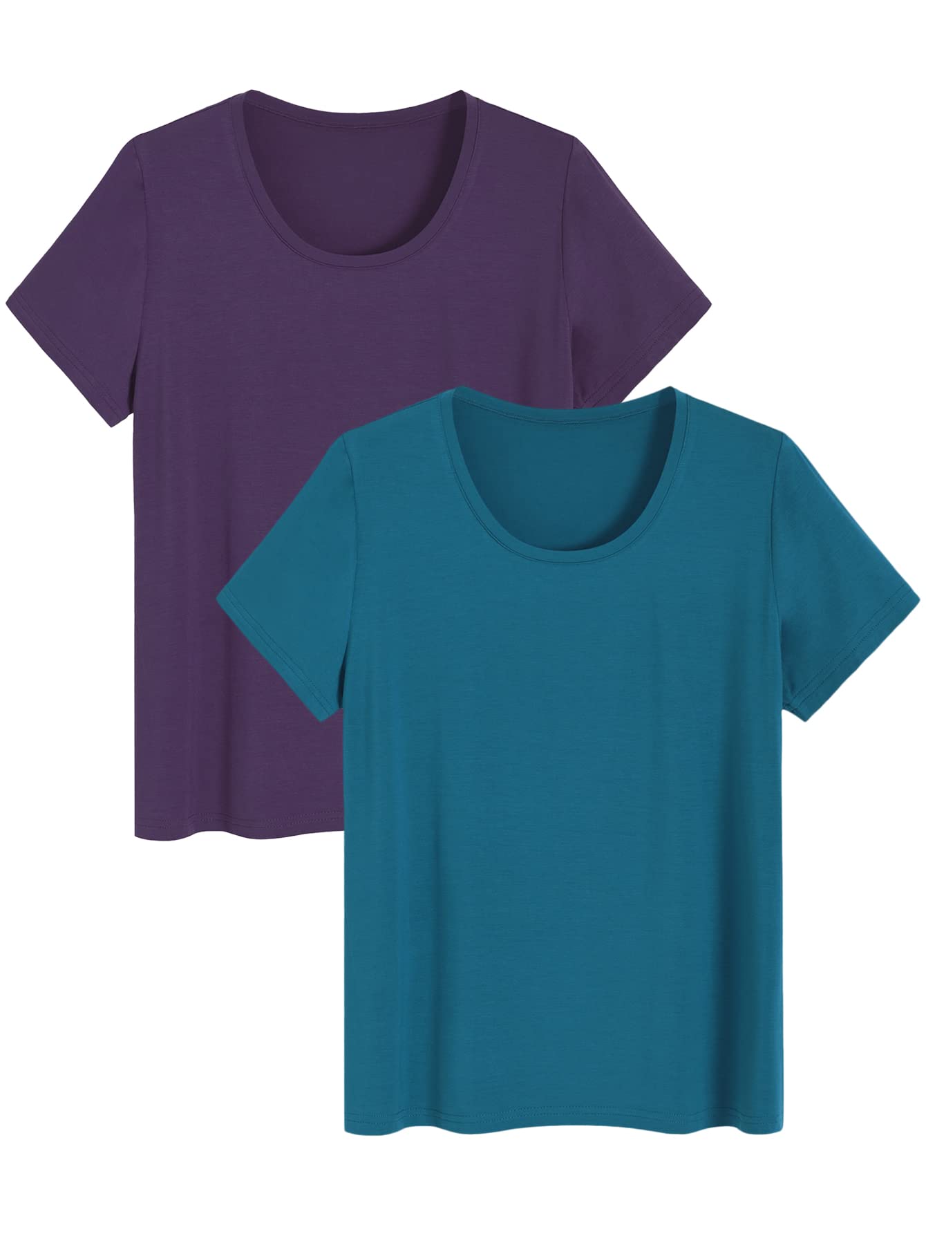 Women's Soft Comfy Pajama Tops Scoop Neck Sleep Tee Shirt - Latuza