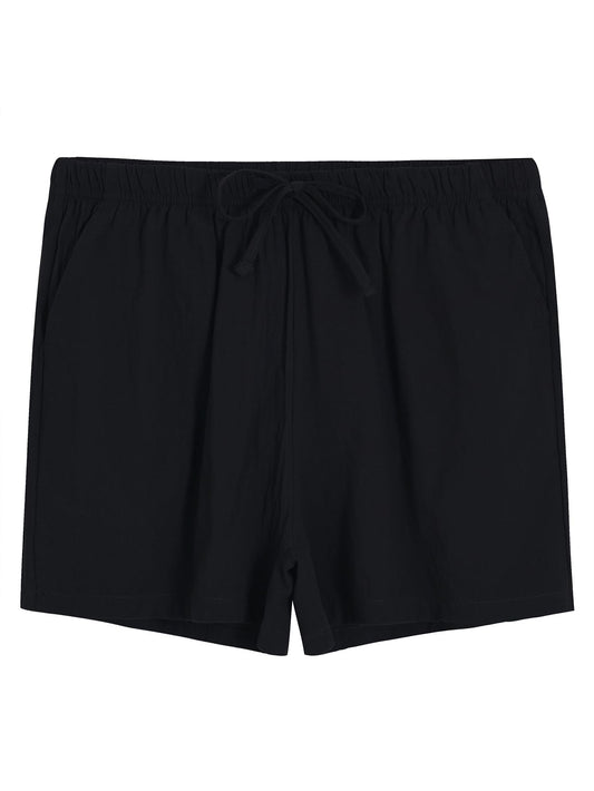 Women's Woven Cotton Pajama Sleep Shorts with Pockets - Latuza