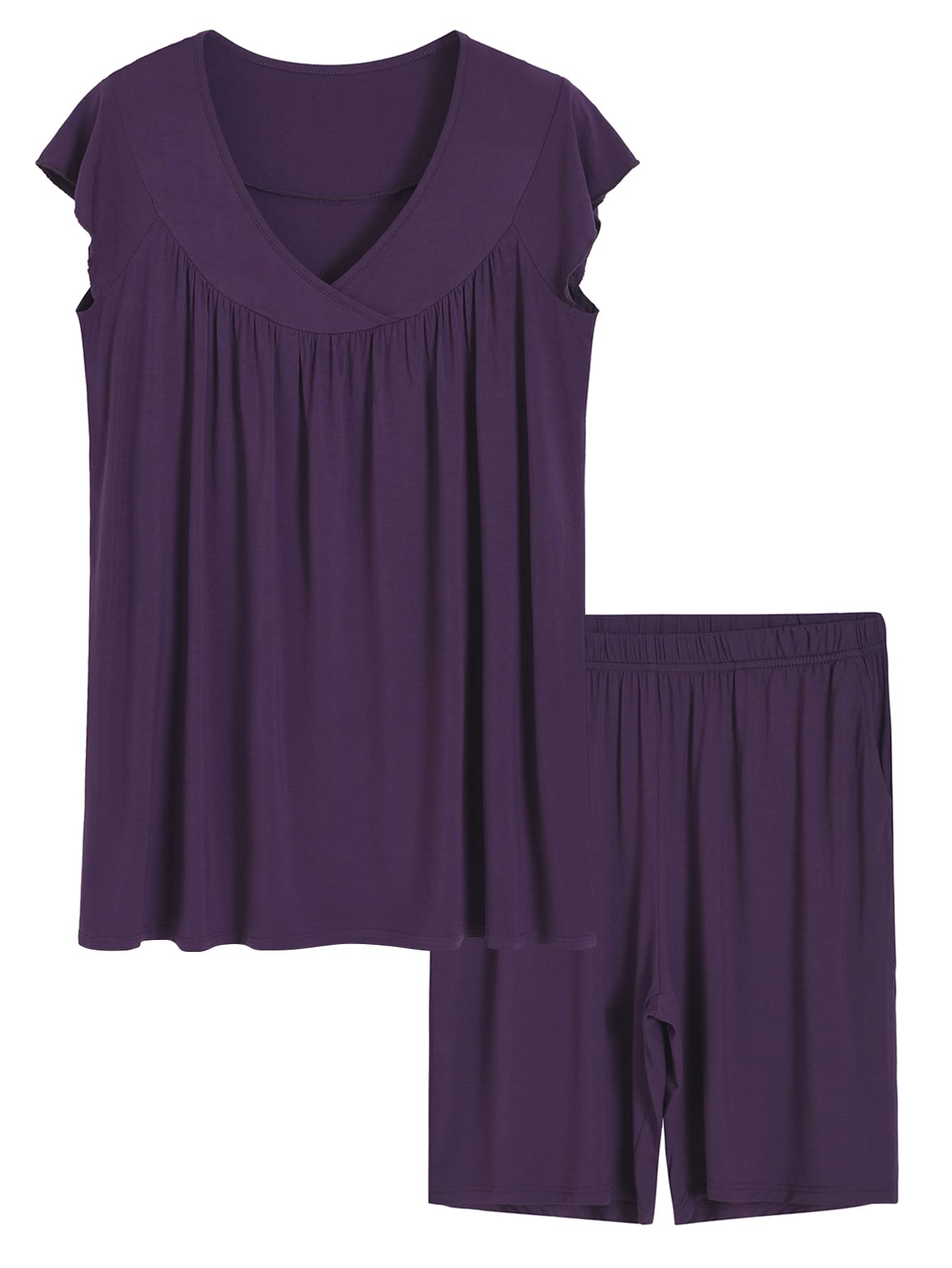 Women's Bermuda Pajama Shorts Set Soft Viscose Pj Set - Latuza