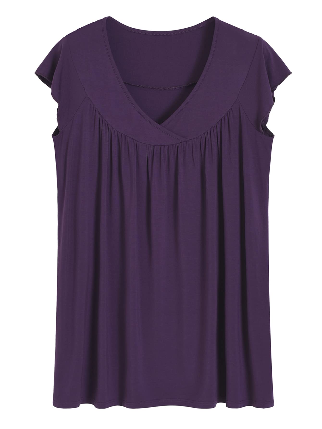 Women's Cap Sleeve Pajama Top Loose Viscose Pj Top - Latuza