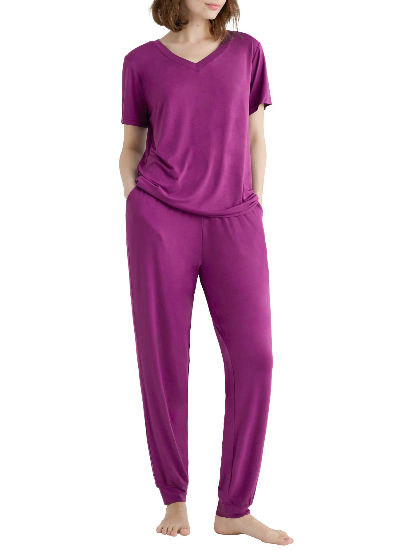 Women's Viscose Jogger Pants Lounge Pajamas Set - Latuza