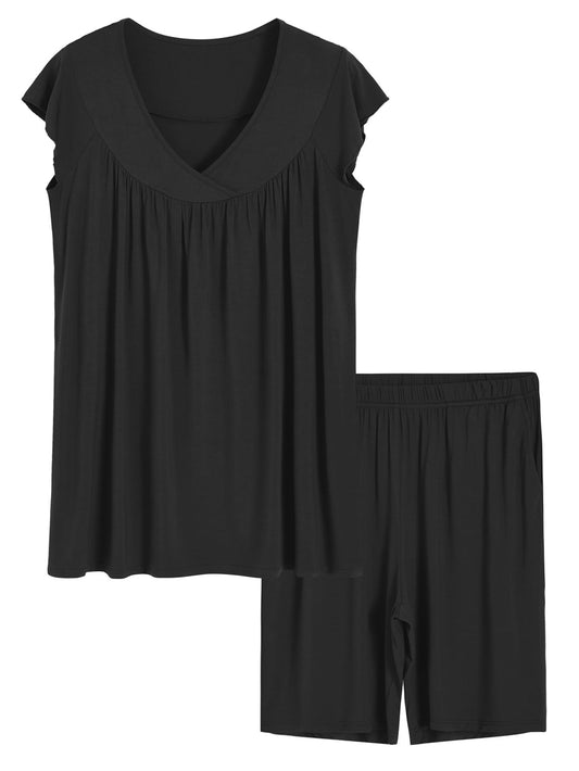 Women's Bermuda Pajama Shorts Set Soft Viscose Pj Set - Latuza