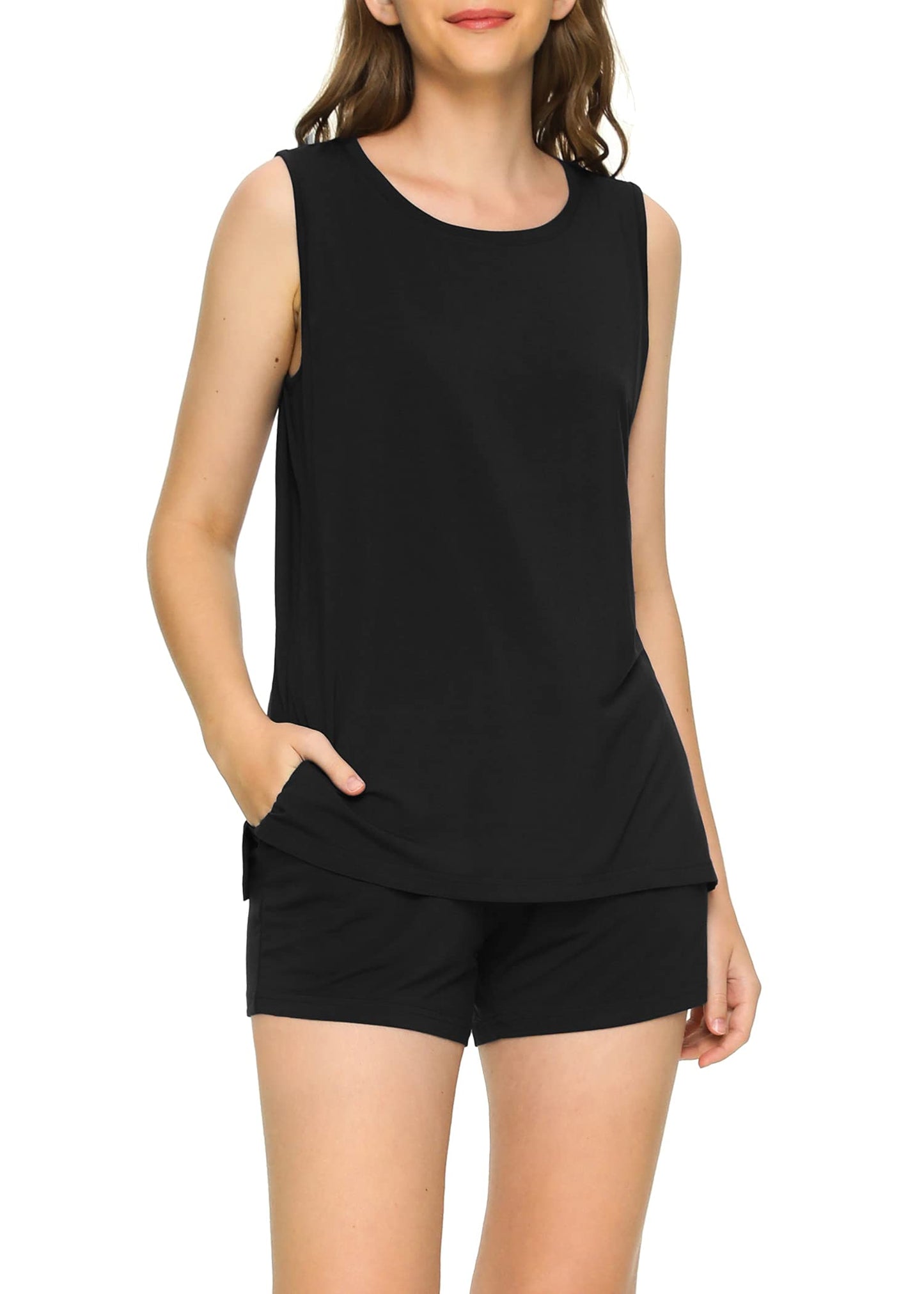 Women's Bamboo Viscose Pajama Tank Top Shorts Lounge Set - Latuza