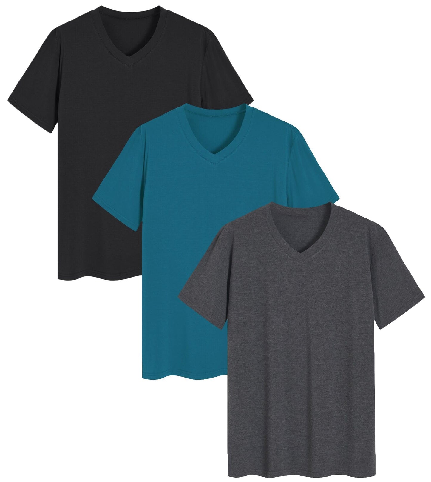 Men's Viscose Sleep Shirt Soft V-Neck Pajama Tops 3 Pack - Latuza