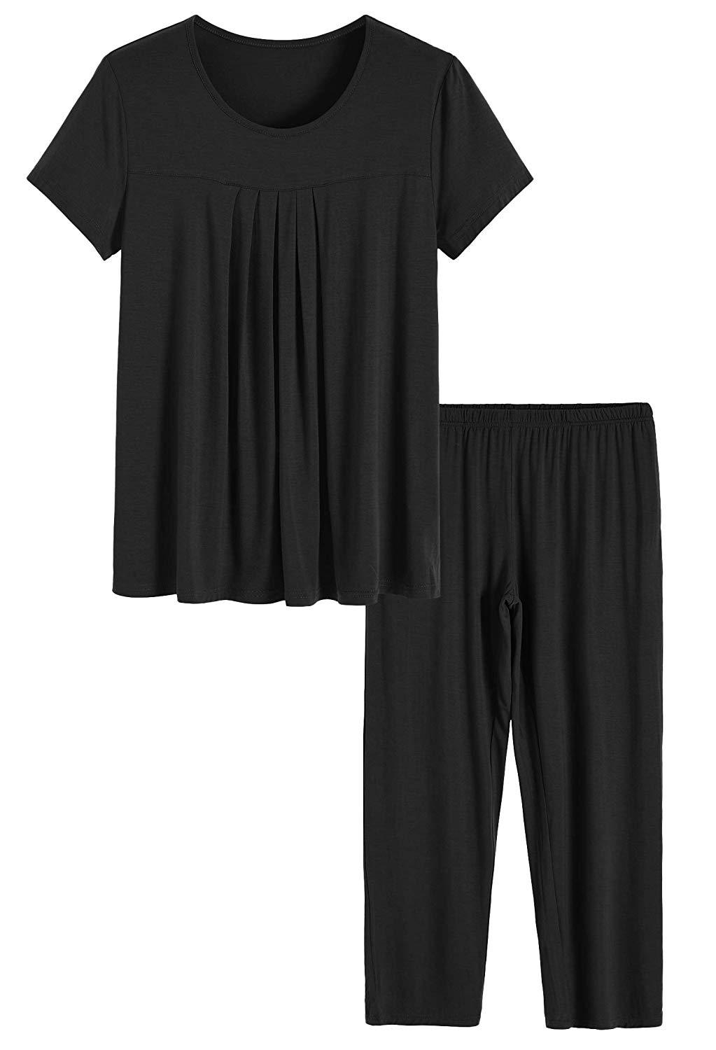 Women’s Bamboo Sleepwear Pleated Shirt Pants Pajamas Set - Latuza