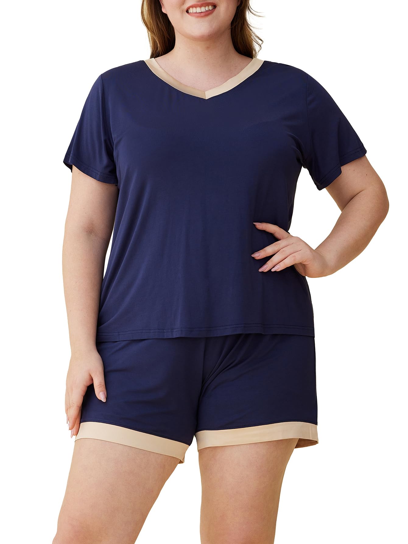 Women's Plus Size Pajamas Set Soft Shorts Viscose Sleepwear - Latuza