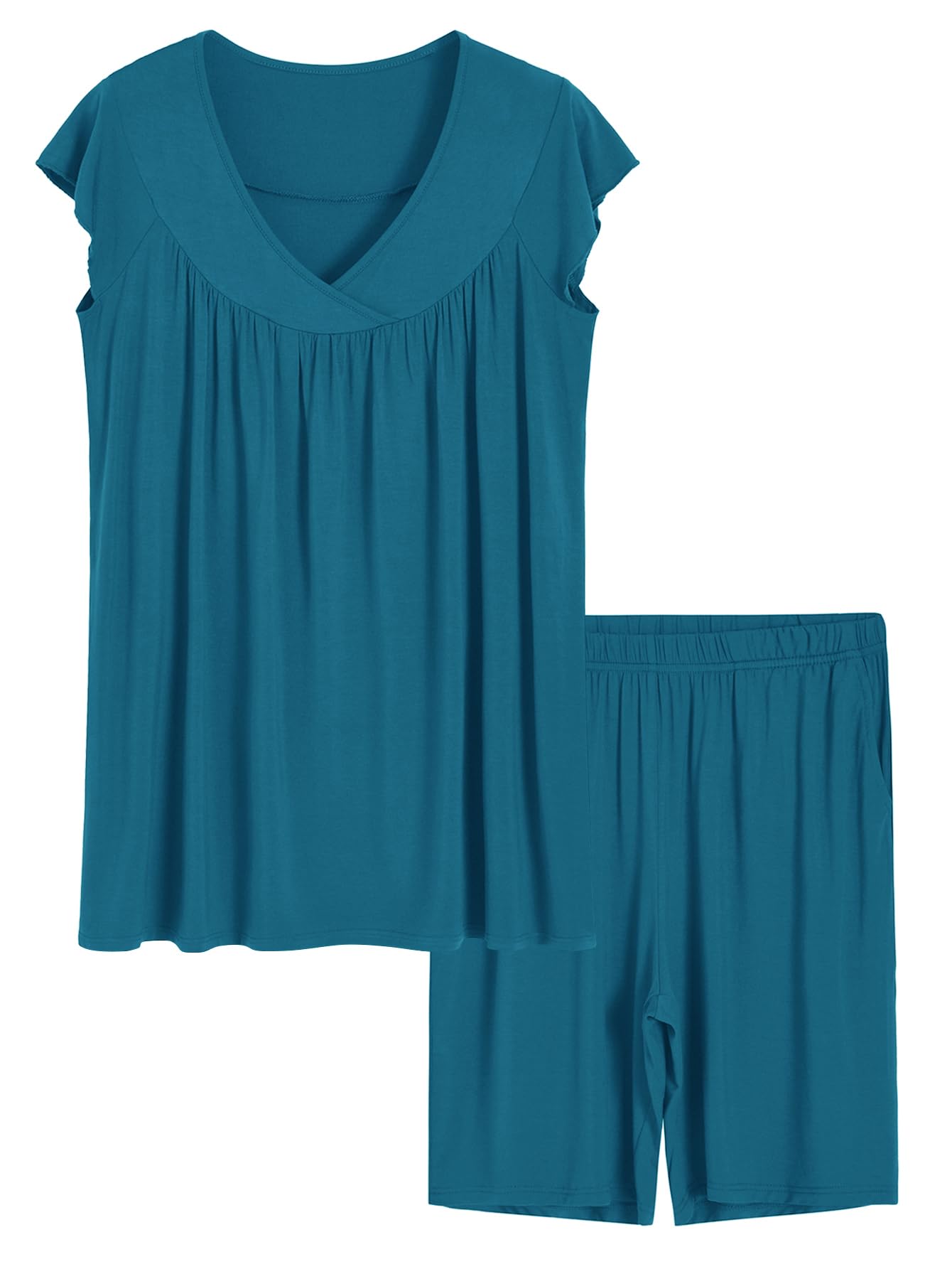 Women's Bermuda Pajama Shorts Set Soft Viscose Pj Set - Latuza