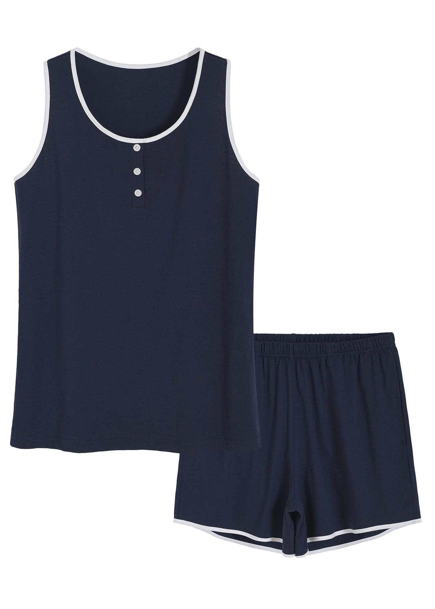 Women's Cotton Loungewear Set Sleep Tank Top with Pajama Shorts - Latuza