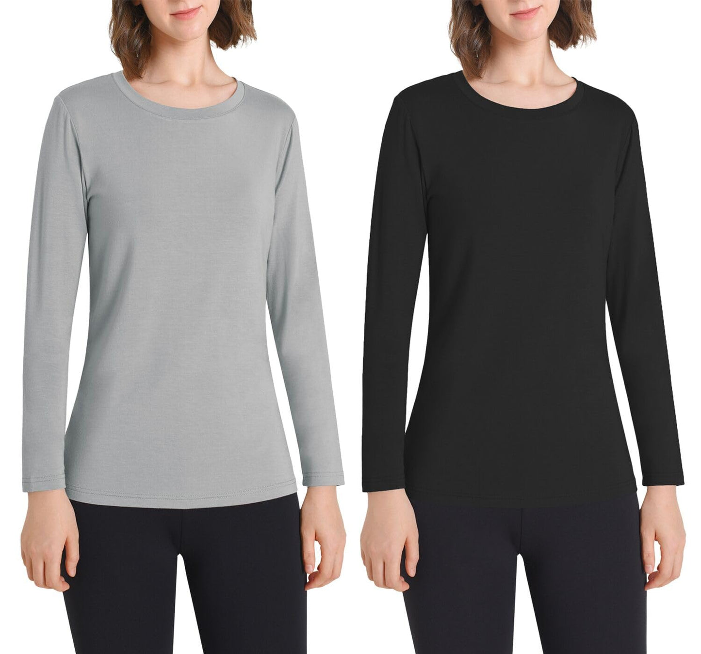 Women's Soft Long Sleeve Top Crew Neck Slim Fit Shirt - Latuza