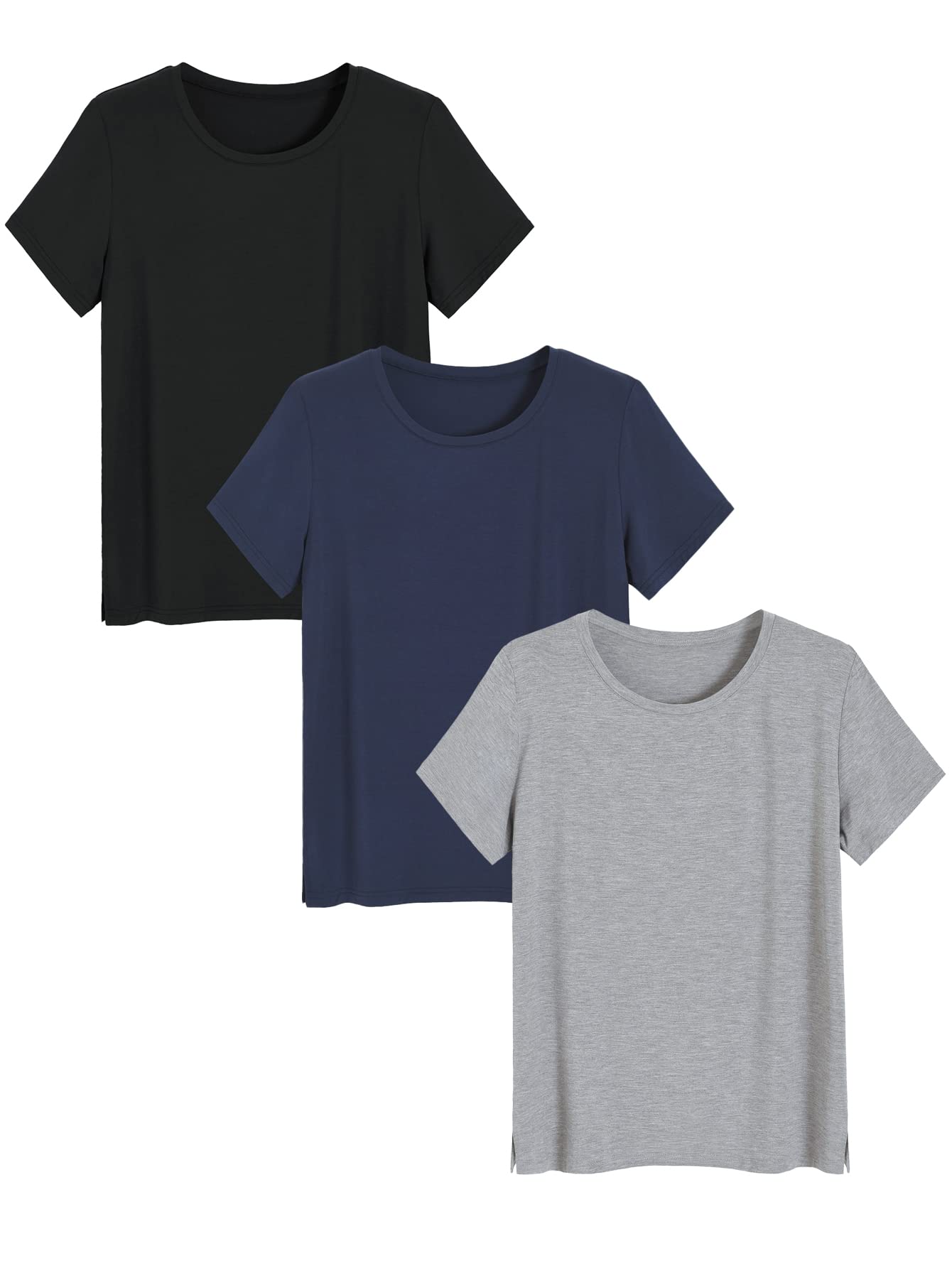 Women's Bamboo Viscose Pajama Top Crew Neck Sleep T-Shirt - Latuza