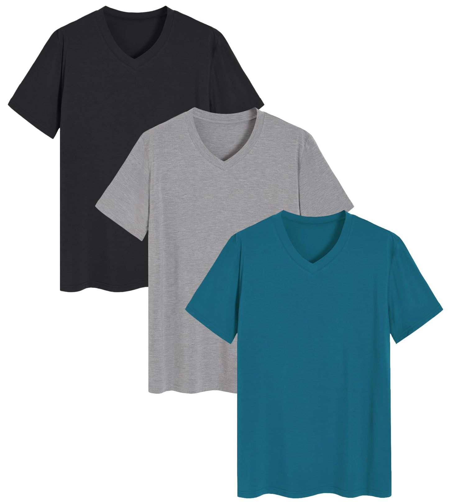 Men's Viscose Sleep Shirt Soft V-Neck Pajama Tops 3 Pack - Latuza