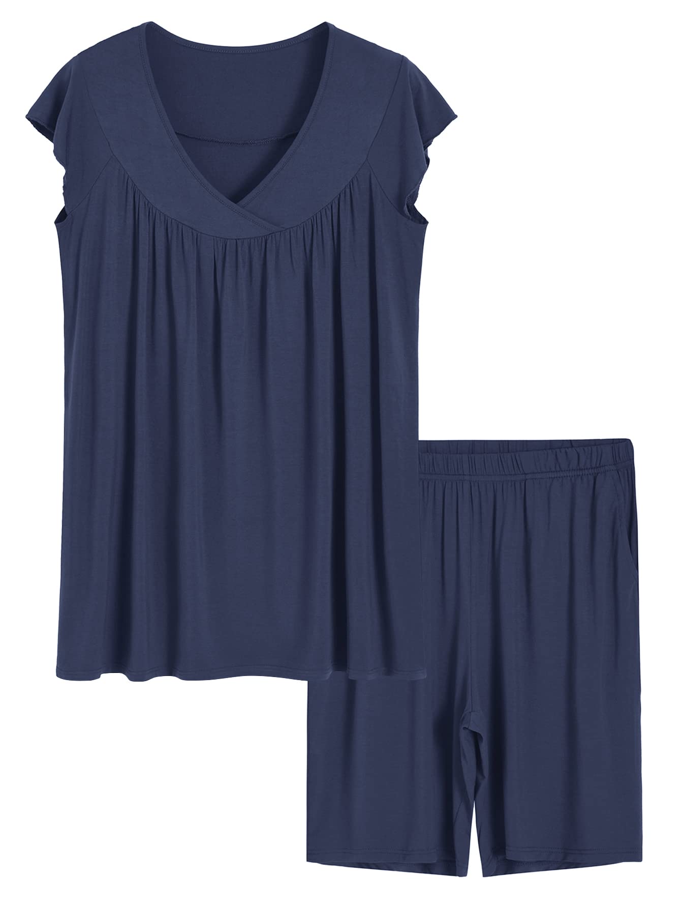 Women's Bermuda Pajama Shorts Set Soft Viscose Pj Set - Latuza