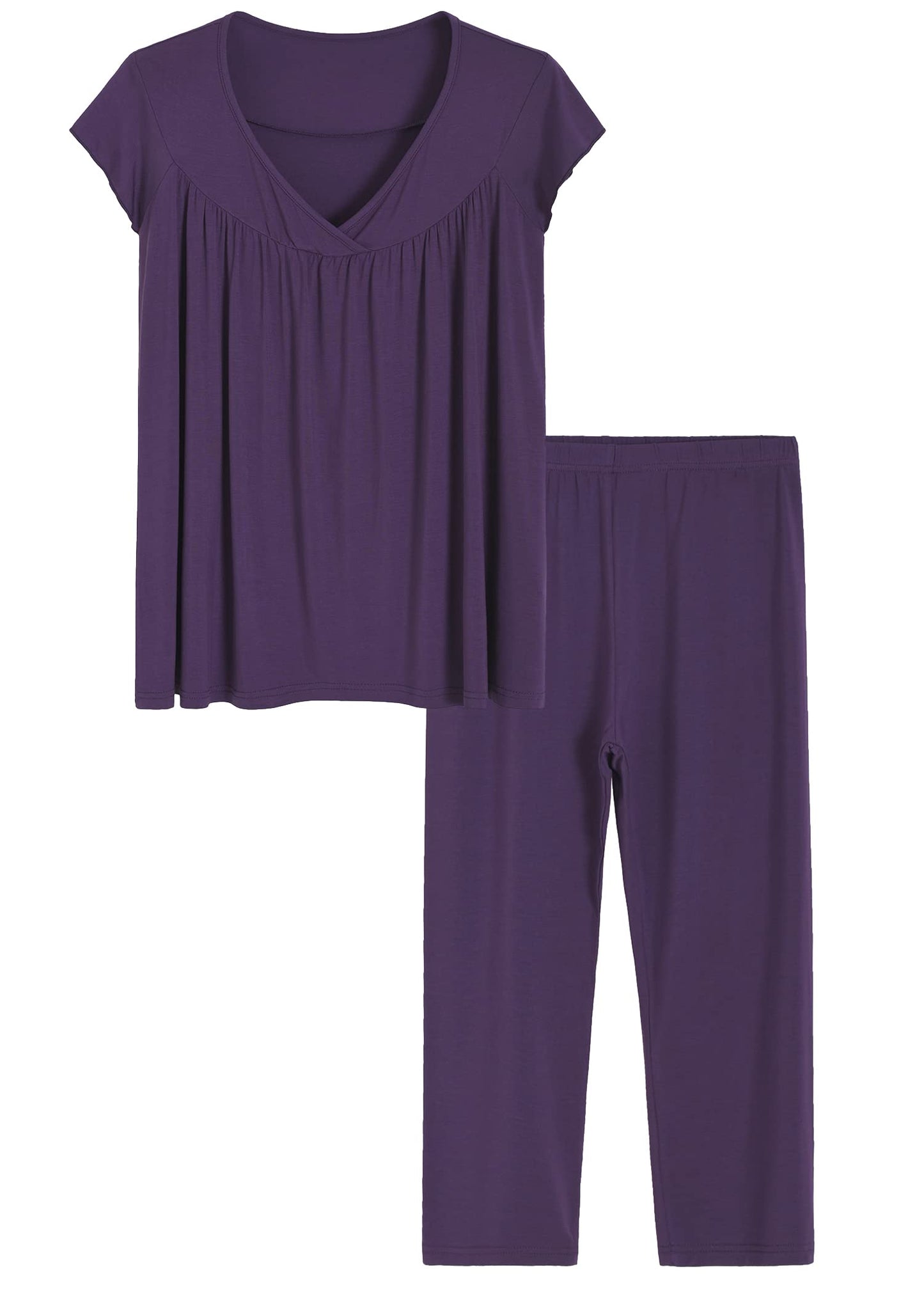 Women's Bamboo Viscose Cap Sleeves Top and Pants Lounge Pajamas Set - Latuza