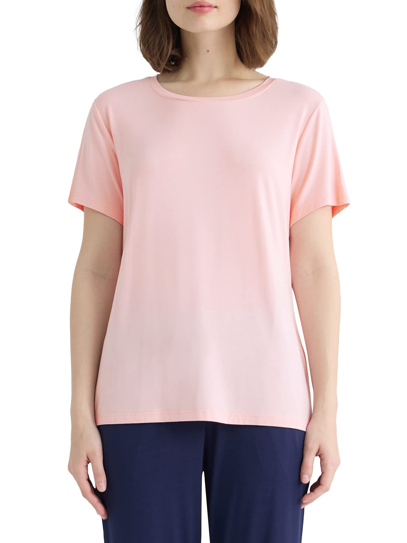 Women's Bamboo Viscose Pajama Top Crew Neck Sleep T-Shirt - Latuza