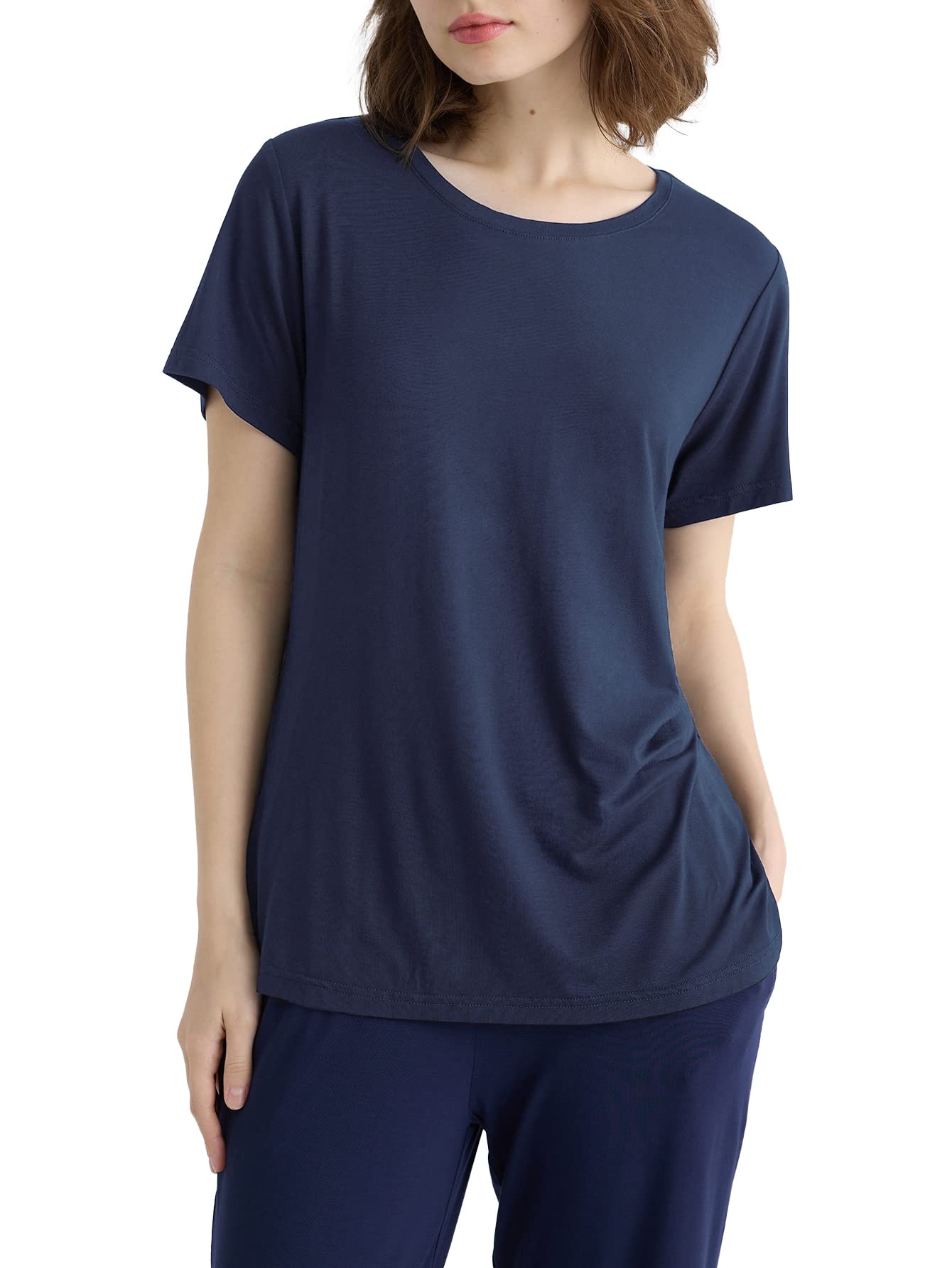 Women's Bamboo Viscose Pajama Top Crew Neck Sleep T-Shirt - Latuza