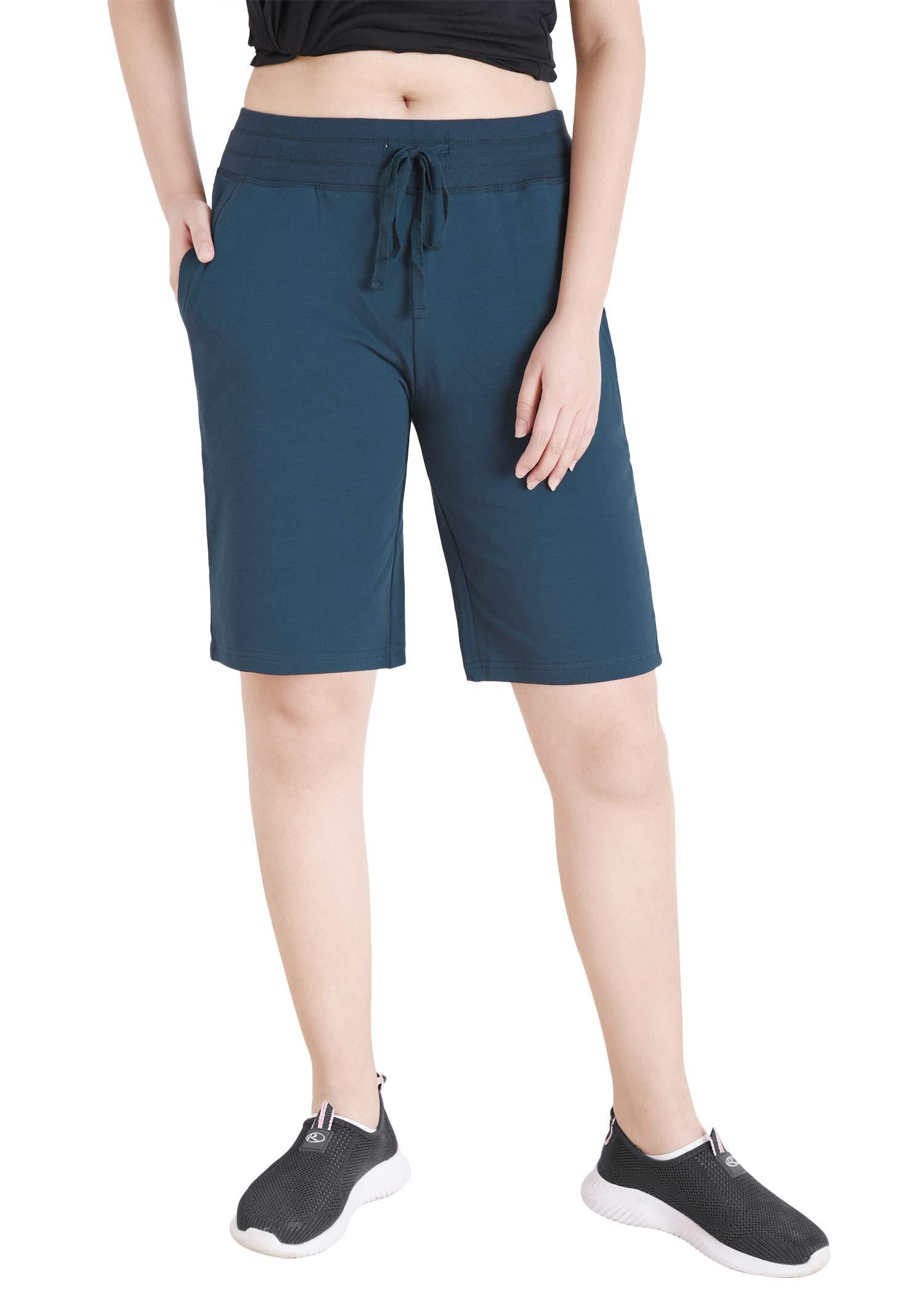 Women's Cotton Jersey Bermuda Shorts with Pockets - Latuza