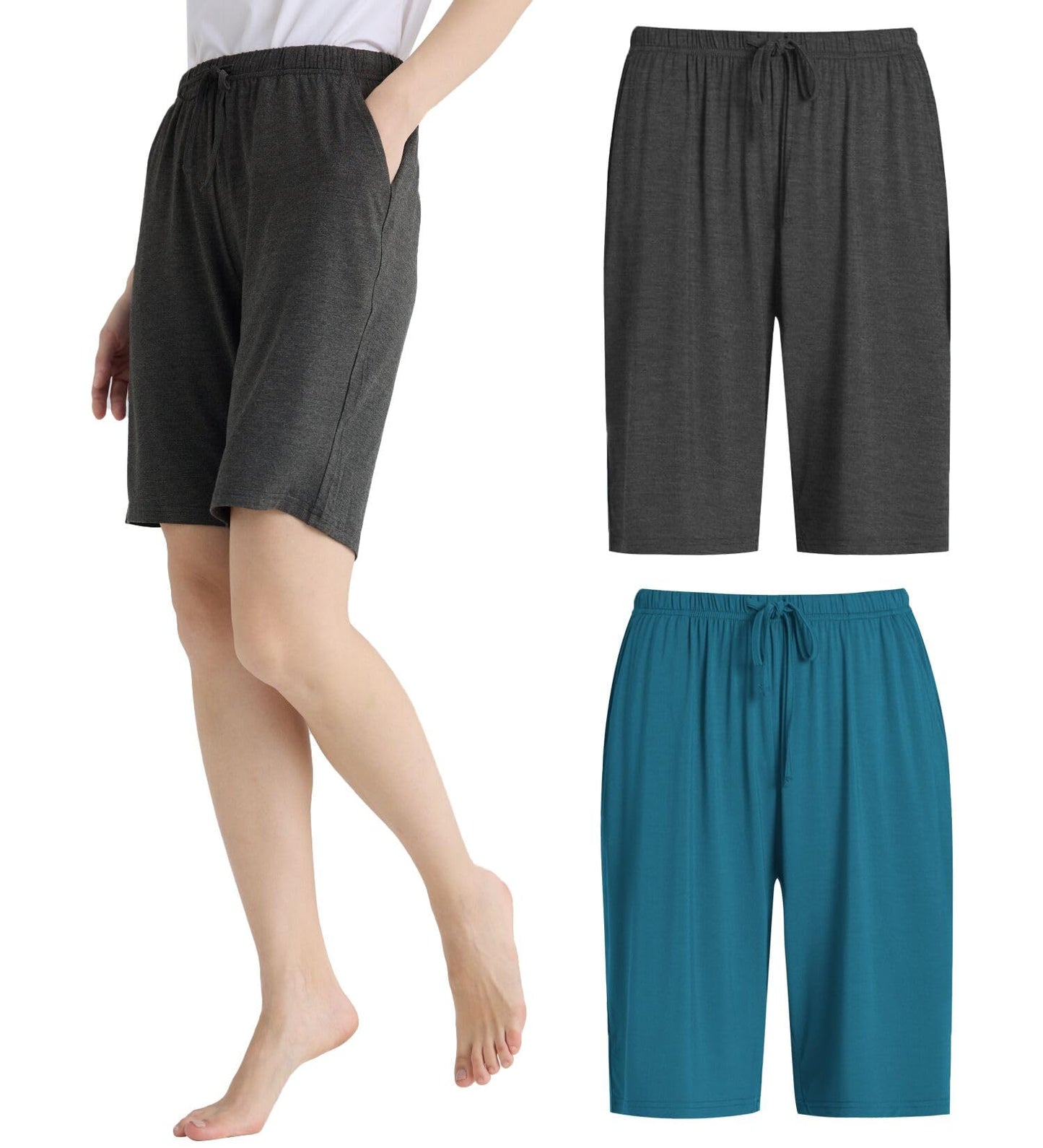 Women's Bamboo Viscose Pajama Shorts Knee Length Sleep Shorts - Latuza