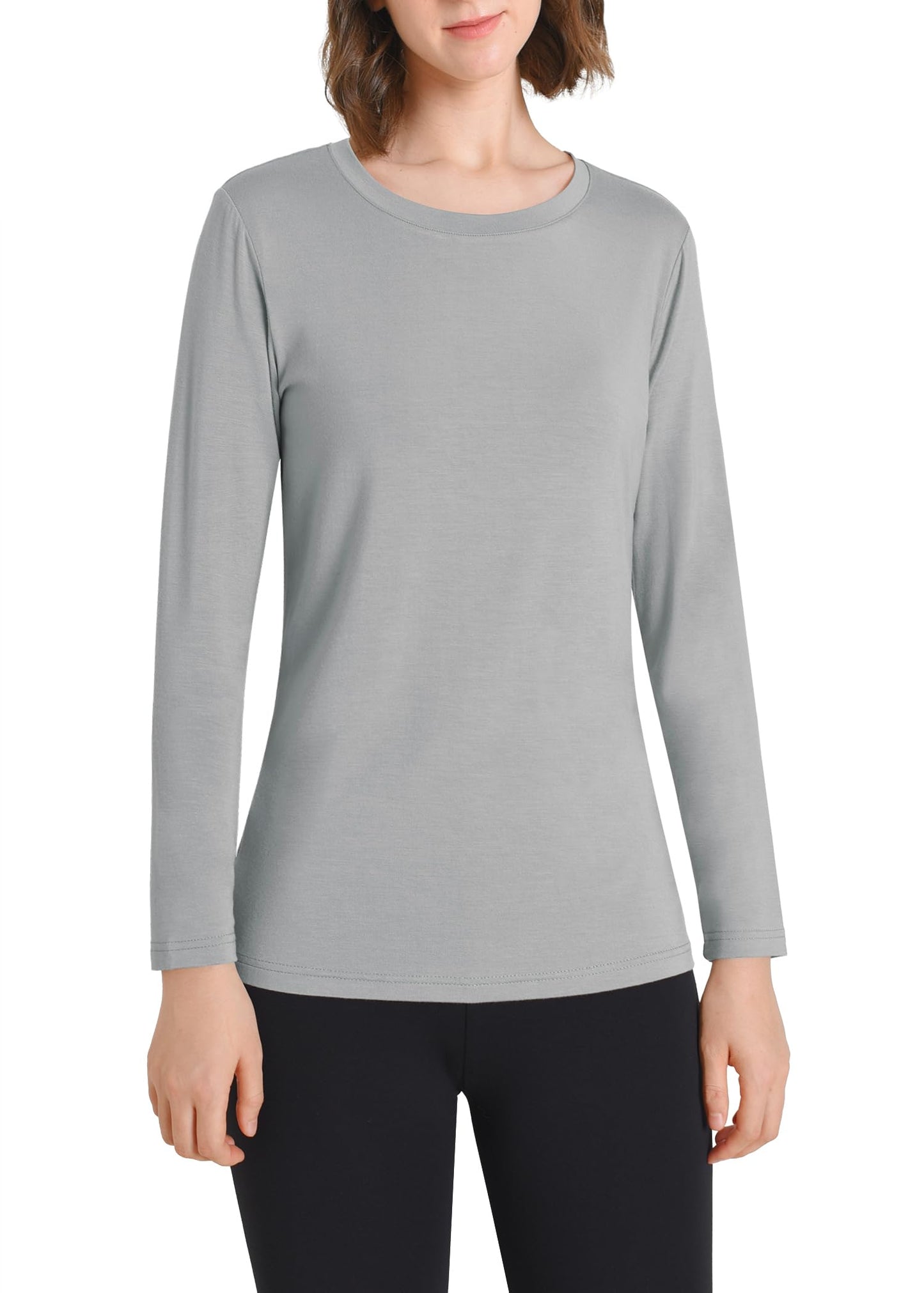 Women's Soft Long Sleeve Top Crew Neck Slim Fit Shirt - Latuza