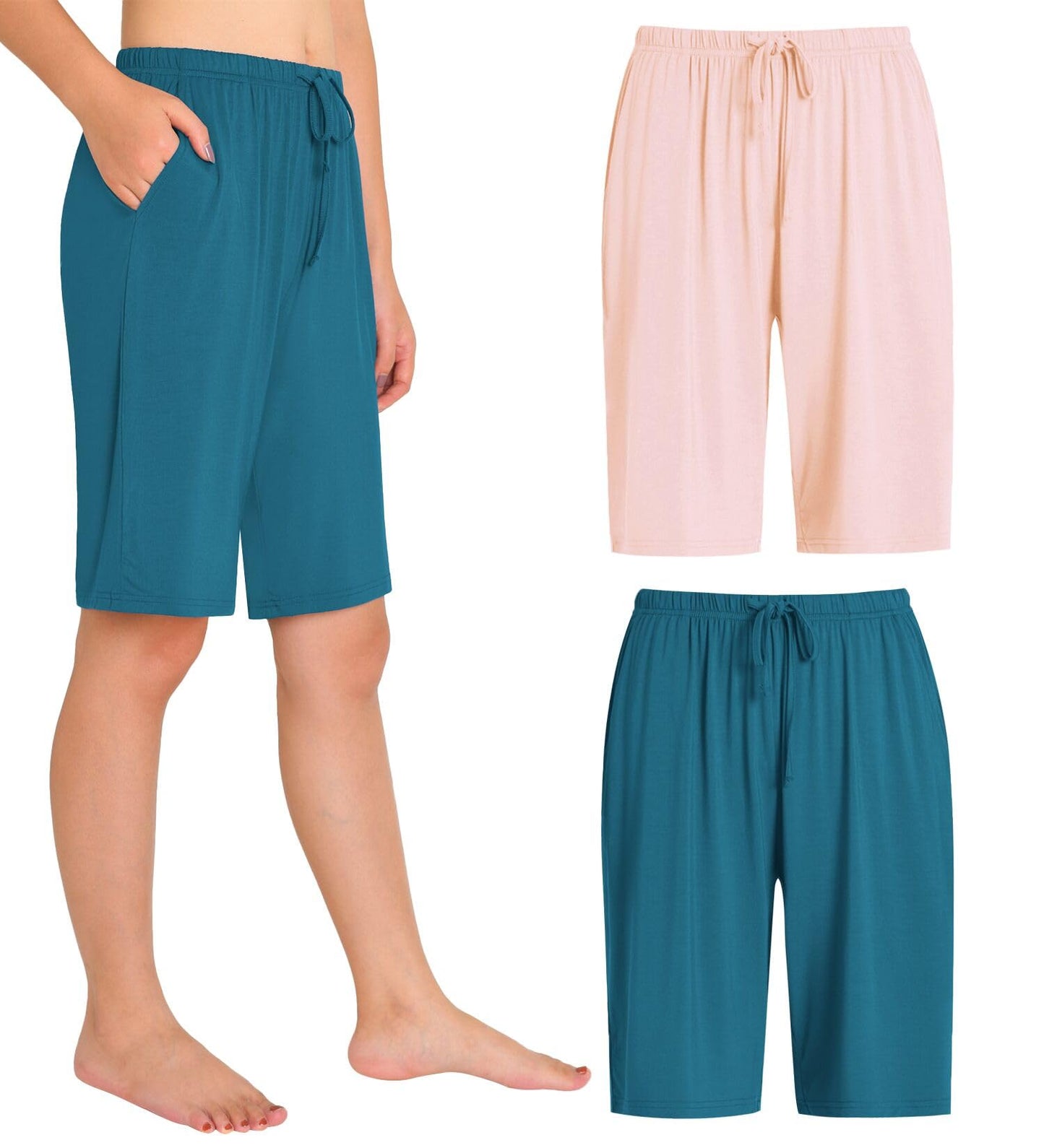Women's Bamboo Viscose Pajama Shorts Knee Length Sleep Shorts - Latuza