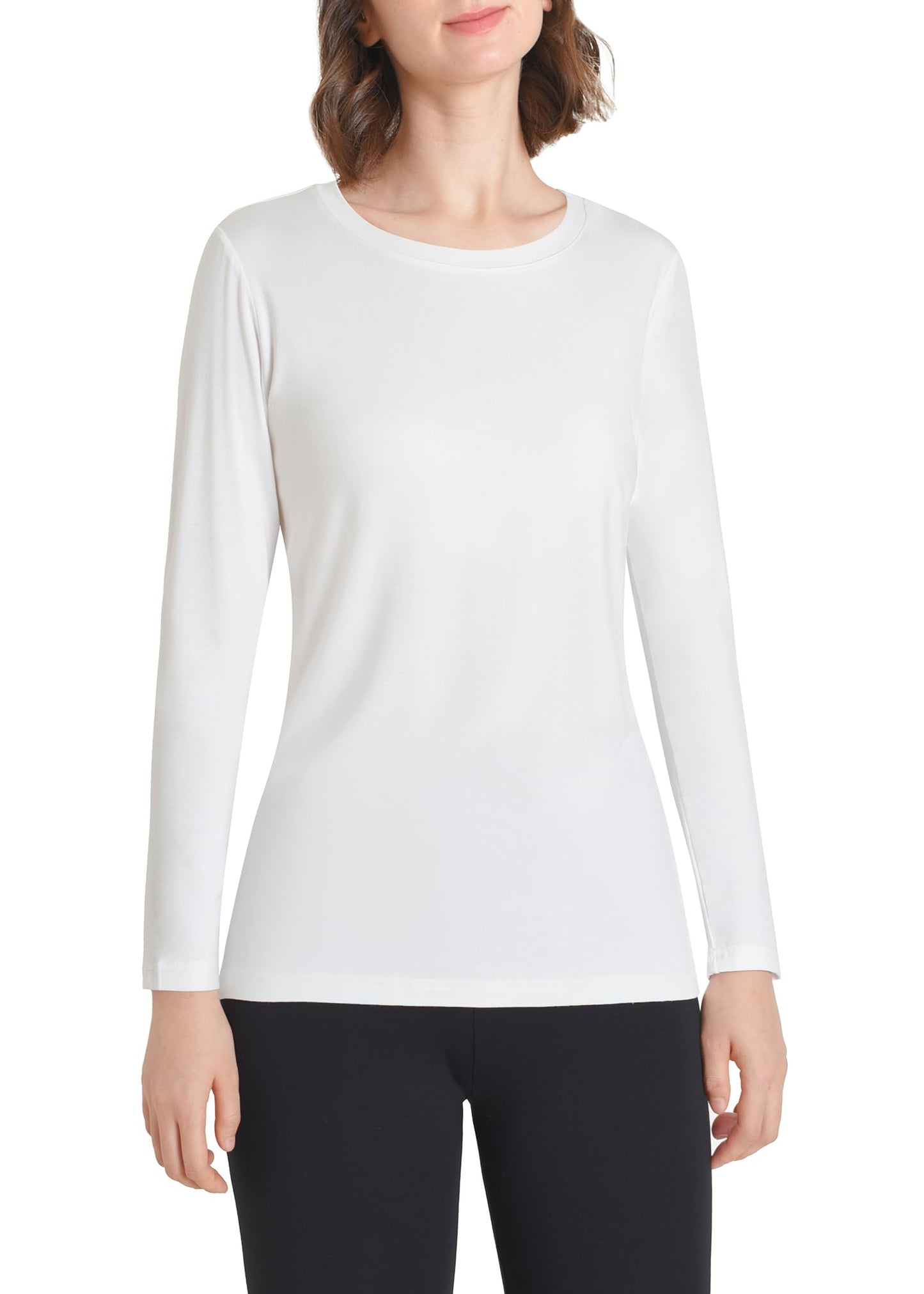 Women's Soft Long Sleeve Top Crew Neck Slim Fit Shirt - Latuza