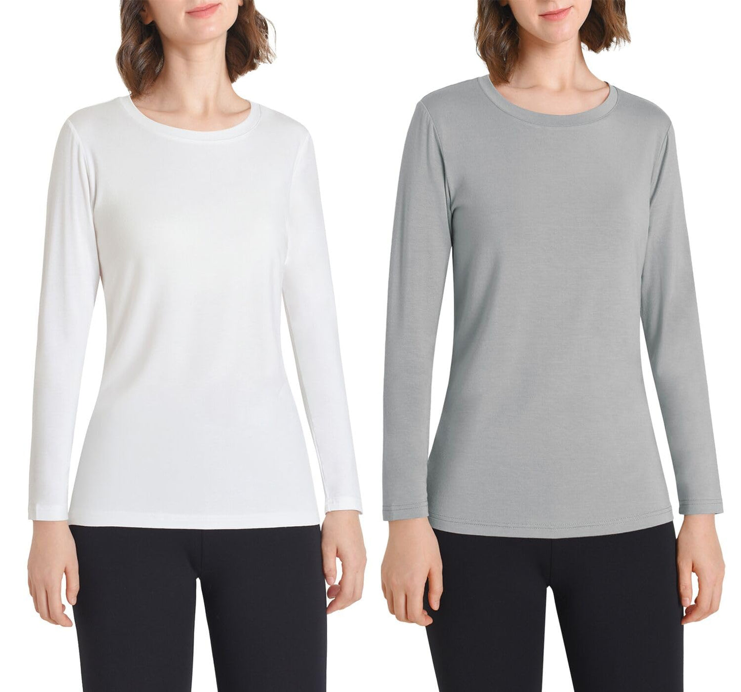 Women's Soft Long Sleeve Top Crew Neck Slim Fit Shirt - Latuza