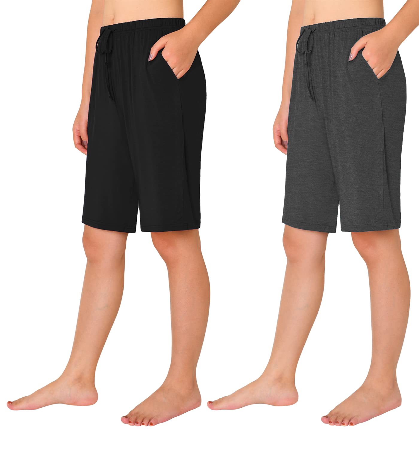 Women's Bamboo Viscose Pajama Shorts Knee Length Sleep Shorts - Latuza
