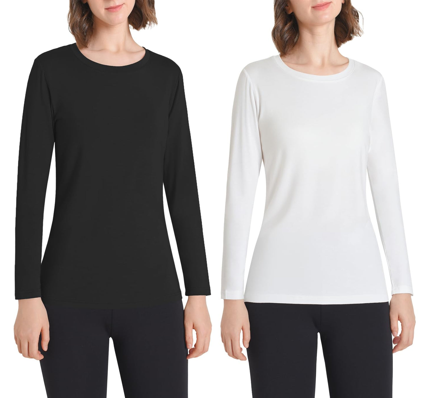 Women's Soft Long Sleeve Top Crew Neck Slim Fit Shirt - Latuza