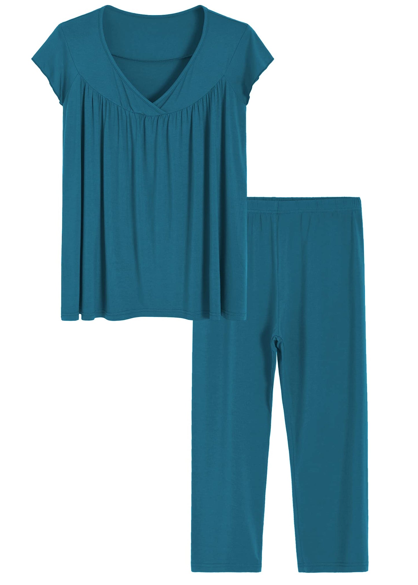 Women's Bamboo Viscose Cap Sleeves Top and Pants Lounge Pajamas Set - Latuza