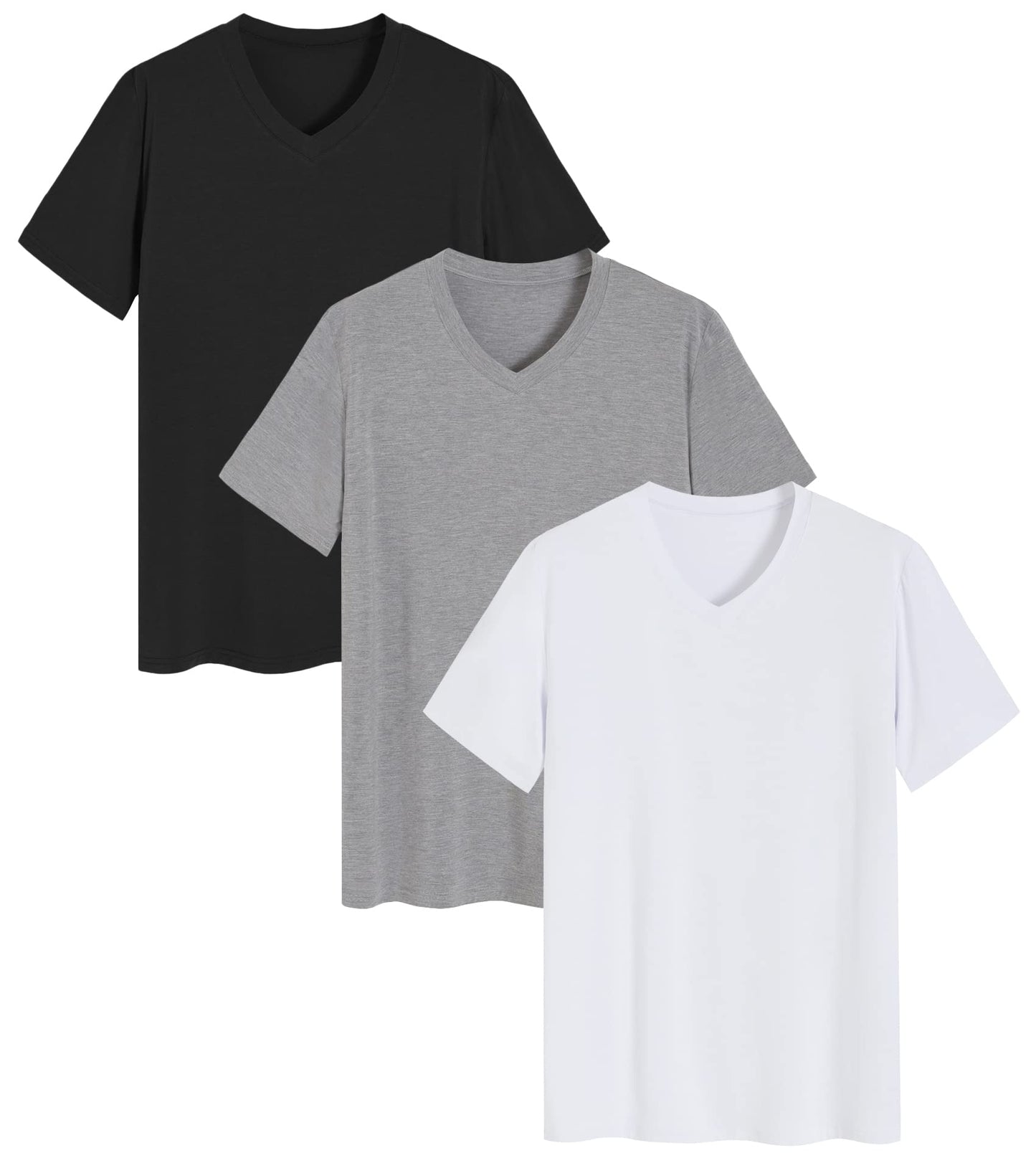 Men's Viscose Sleep Shirt Soft V-Neck Pajama Tops 3 Pack - Latuza