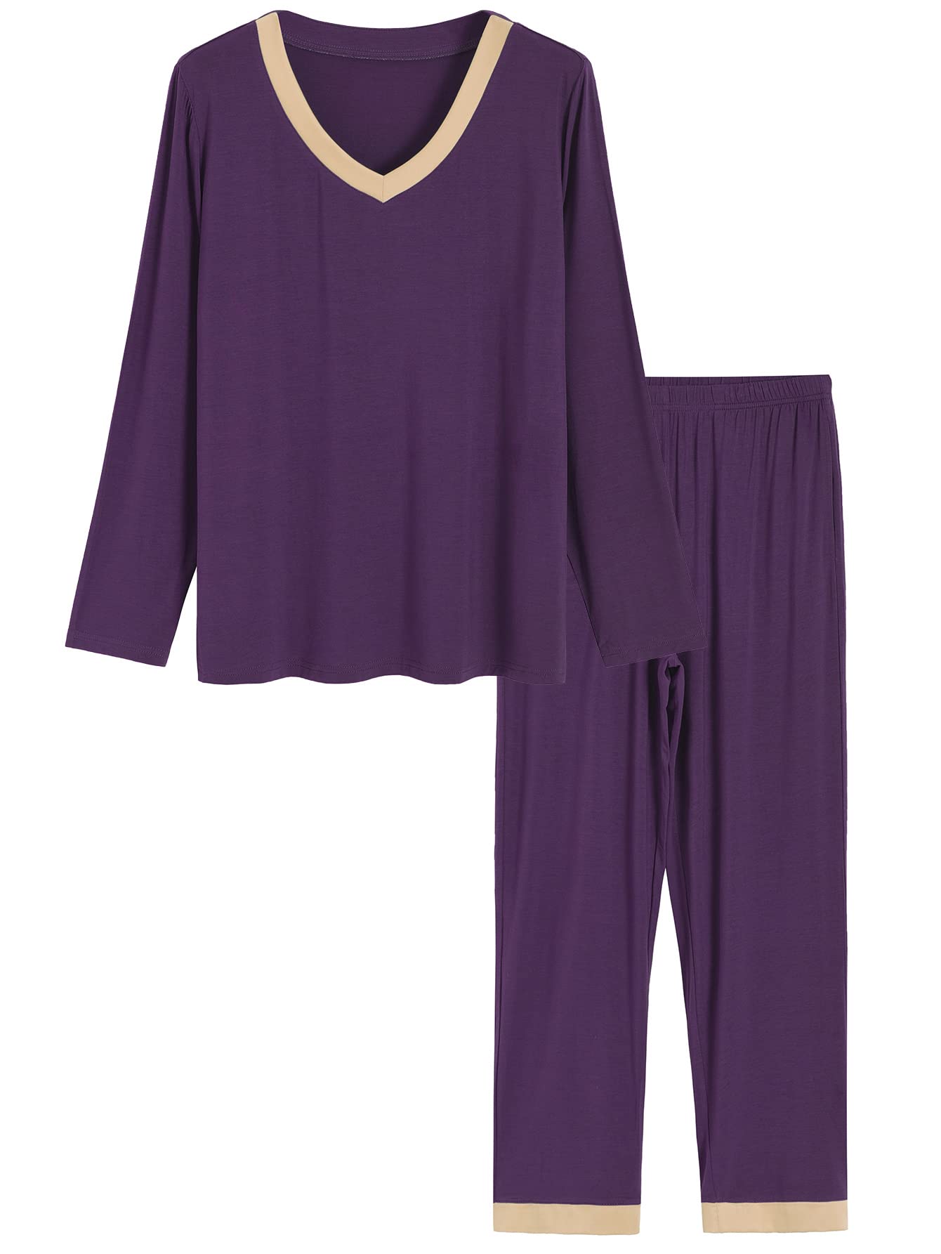 Women's Bamboo Viscose Long Sleeve Pajamas Set with Pockets - Latuza