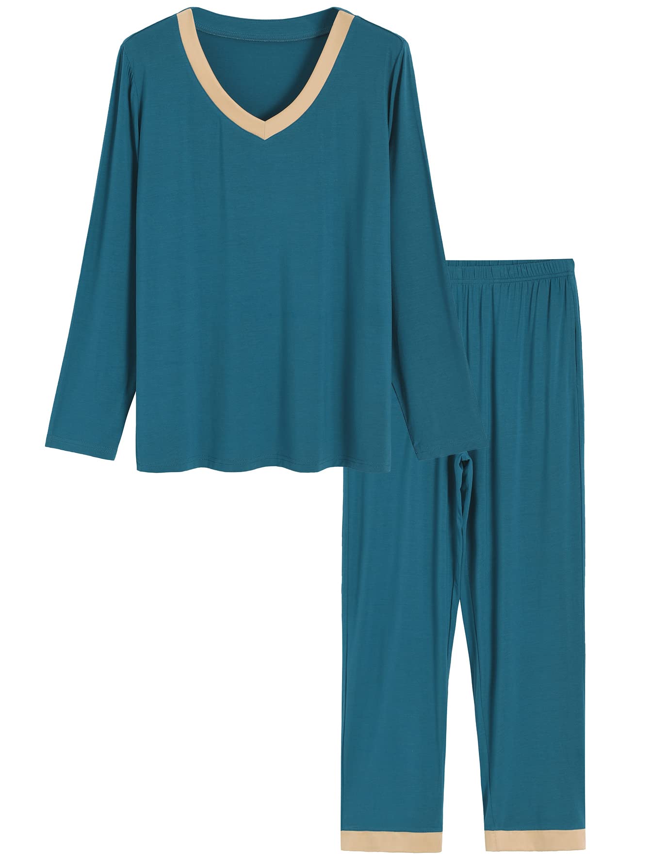 Women's Bamboo Viscose Long Sleeve Pajamas Set with Pockets - Latuza