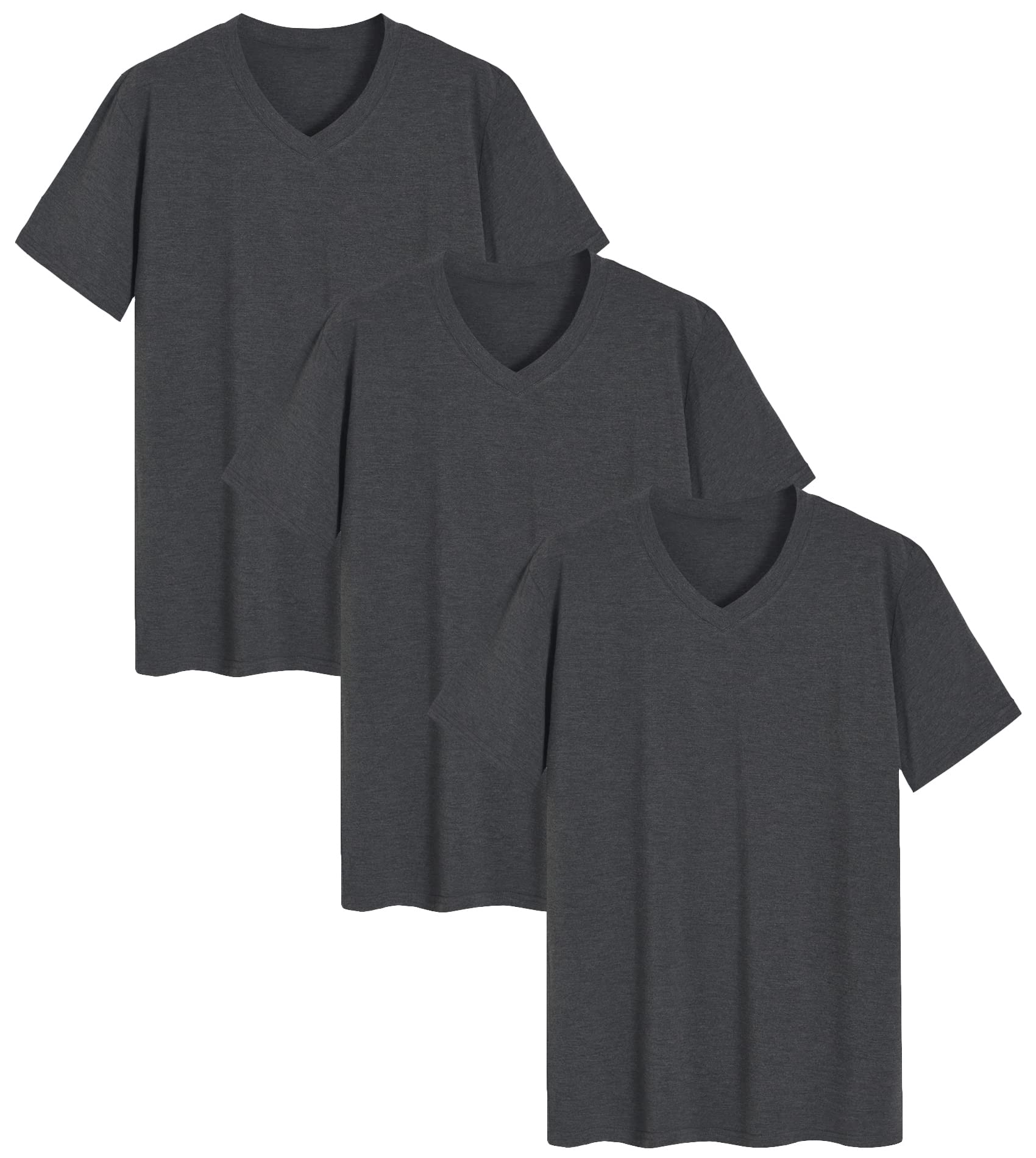 Men's Viscose Sleep Shirt Soft V-Neck Pajama Tops 3 Pack - Latuza