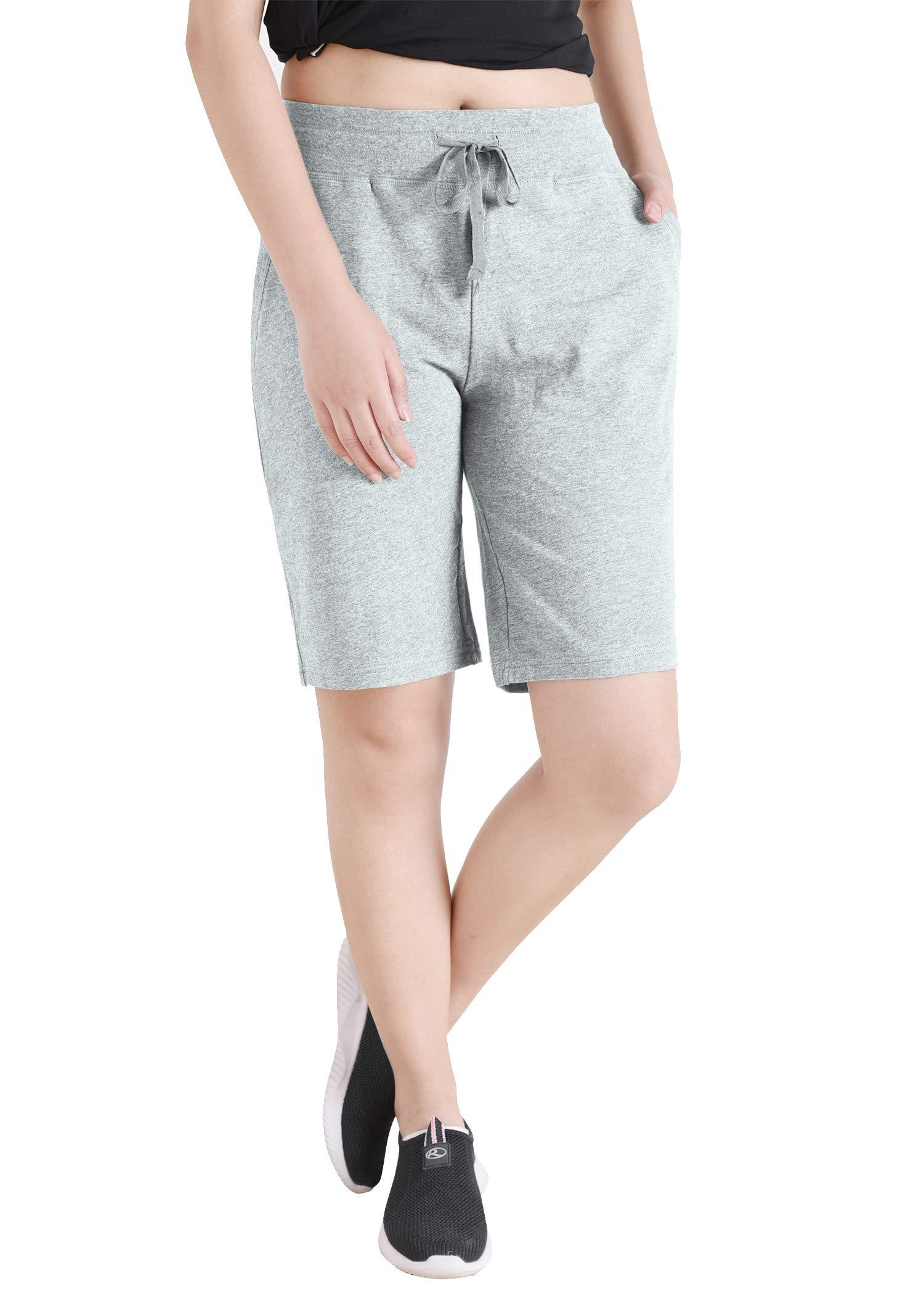 Women's Cotton Jersey Bermuda Shorts with Pockets - Latuza