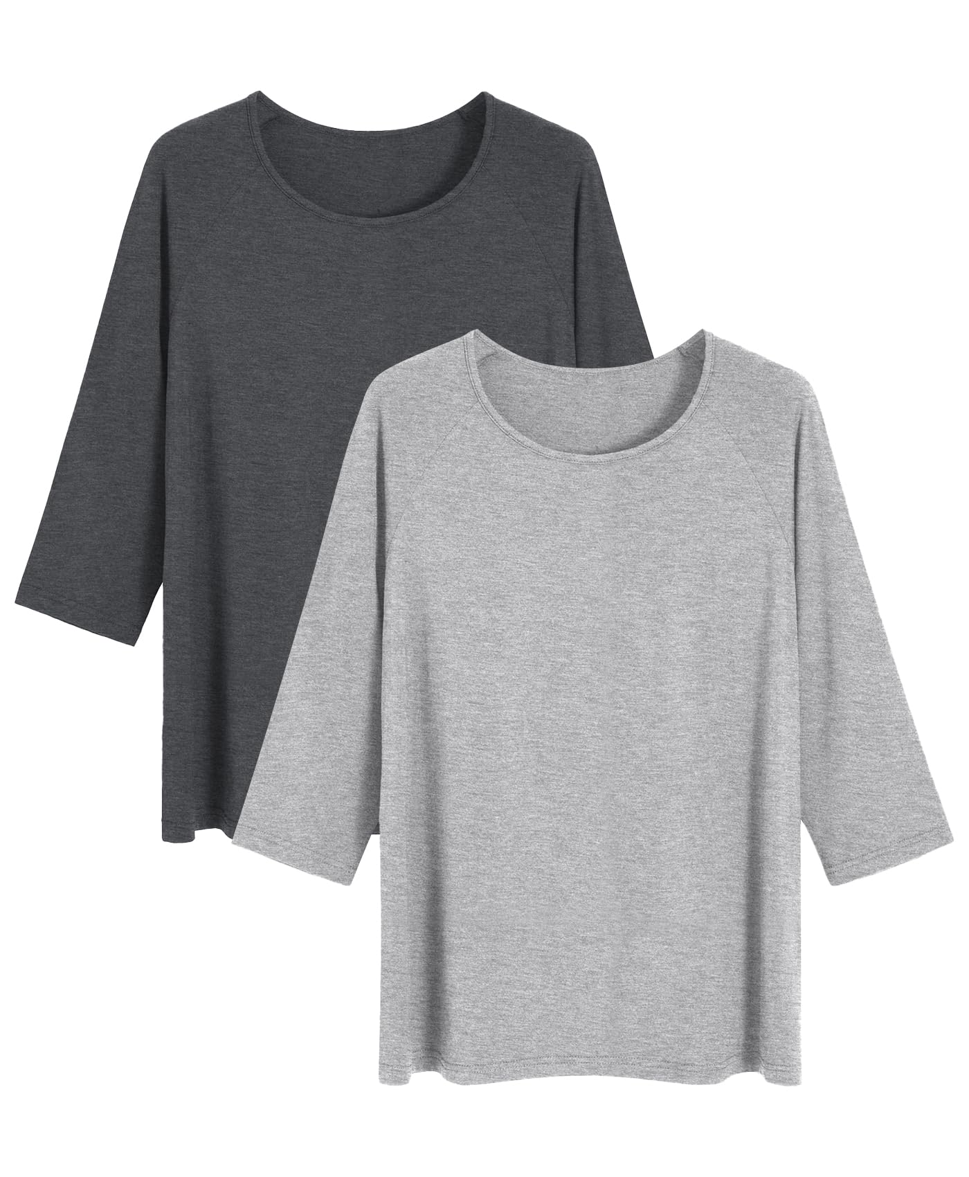 Women's Viscose Pajama Tops Crewneck 3/4 Sleeves Sleep Tee - Latuza