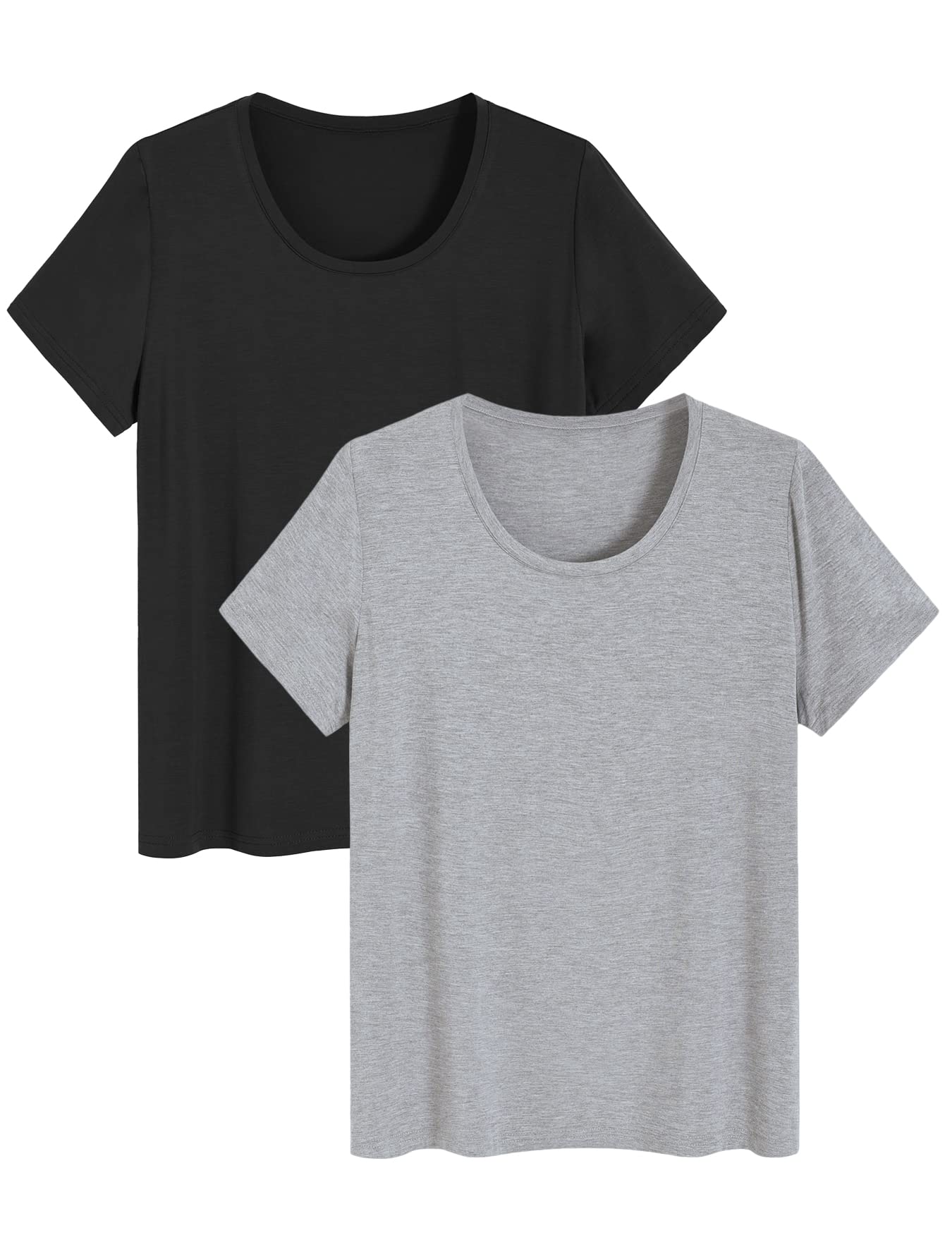 Women's Soft Comfy Pajama Tops Scoop Neck Sleep Tee Shirt - Latuza