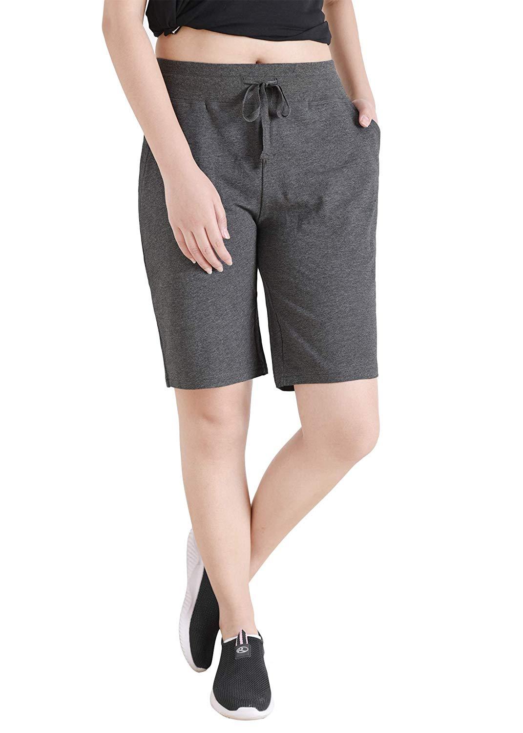 Women's Cotton Jersey Bermuda Shorts with Pockets - Latuza