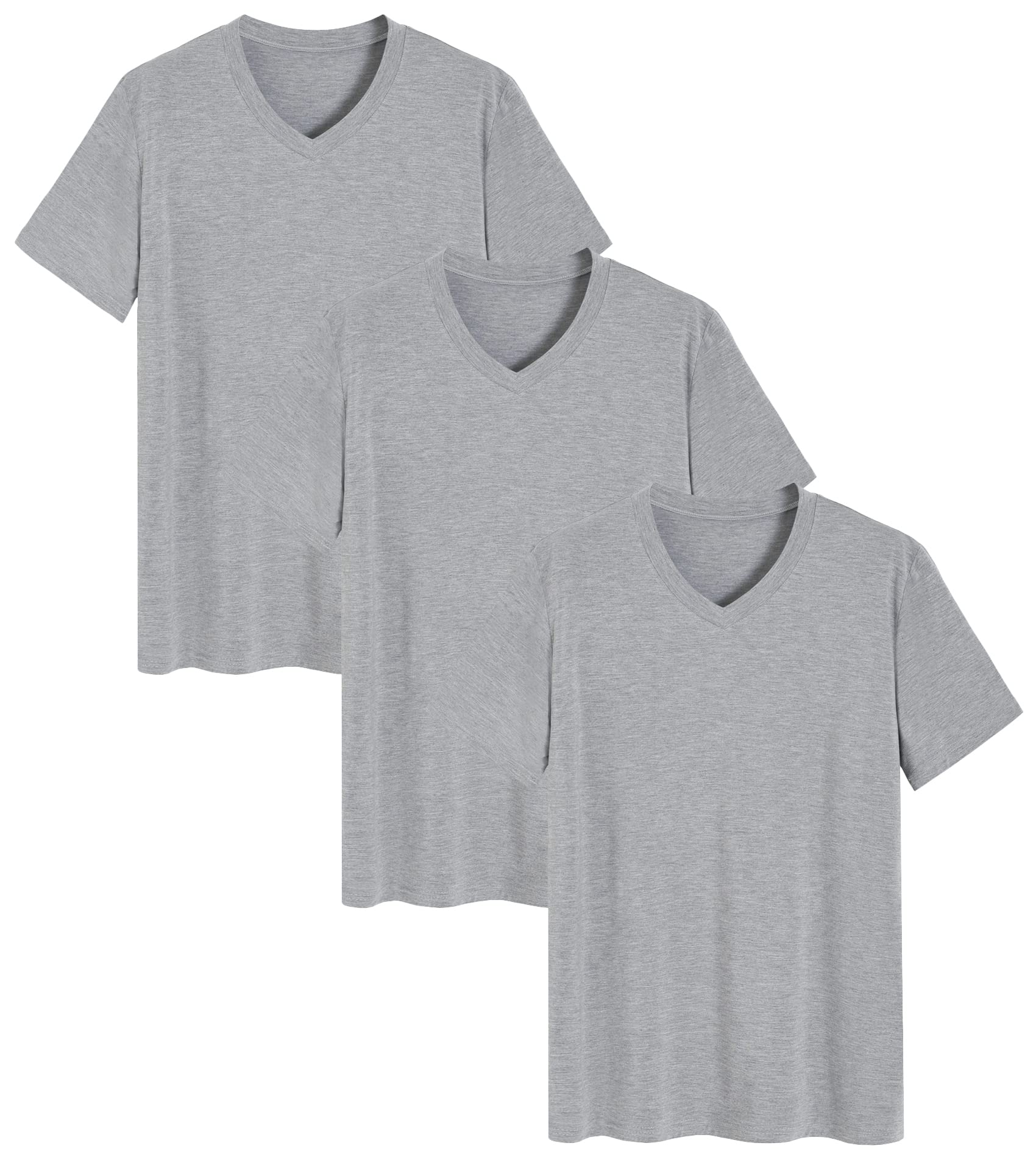 Men's Viscose Sleep Shirt Soft V-Neck Pajama Tops 3 Pack - Latuza