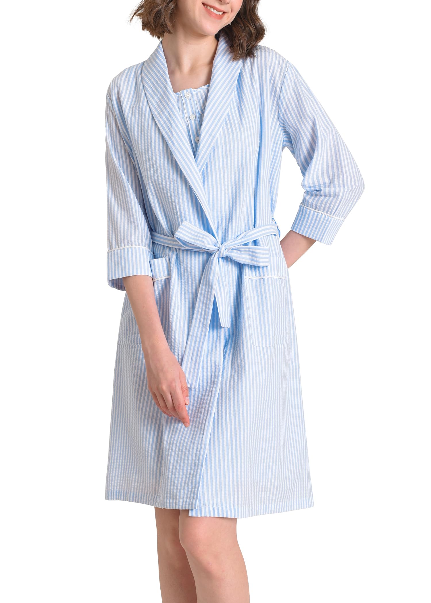 Women's Cotton Nightgown with Matching Robe Set – Latuza