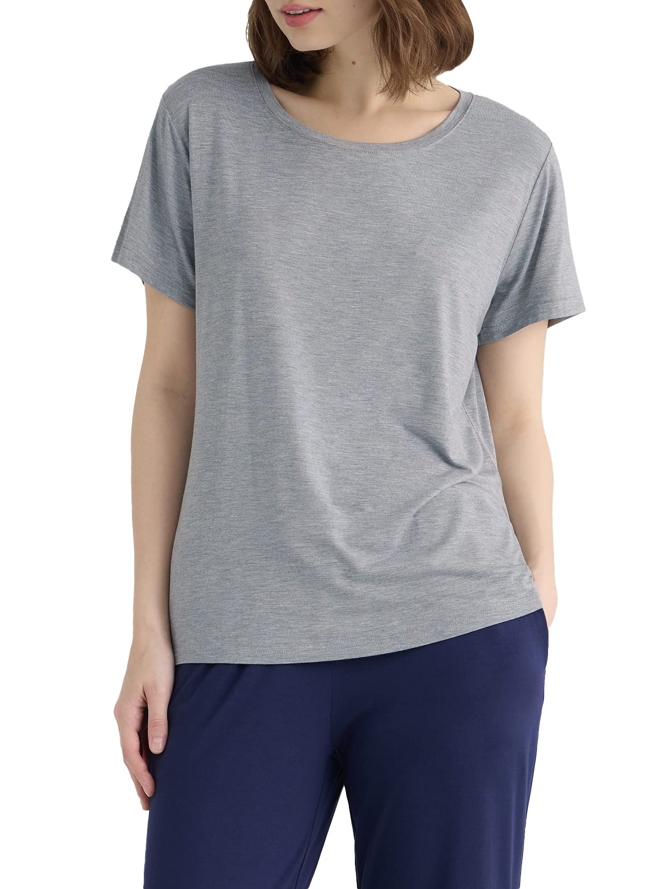 Women's Bamboo Viscose Pajama Top Crew Neck Sleep T-Shirt - Latuza