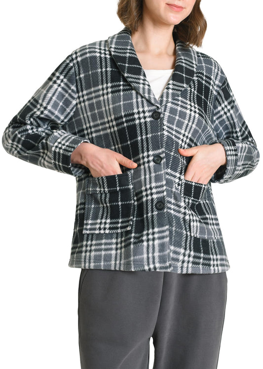 Women's Warm Fleece Bed Jacket with Pockets- Latuza
