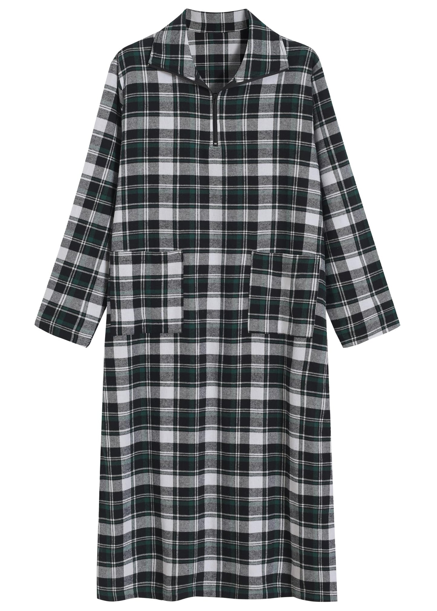 Women's Cotton Flannel Nightgown Long Sleeve Midi Nightgown - Latuza