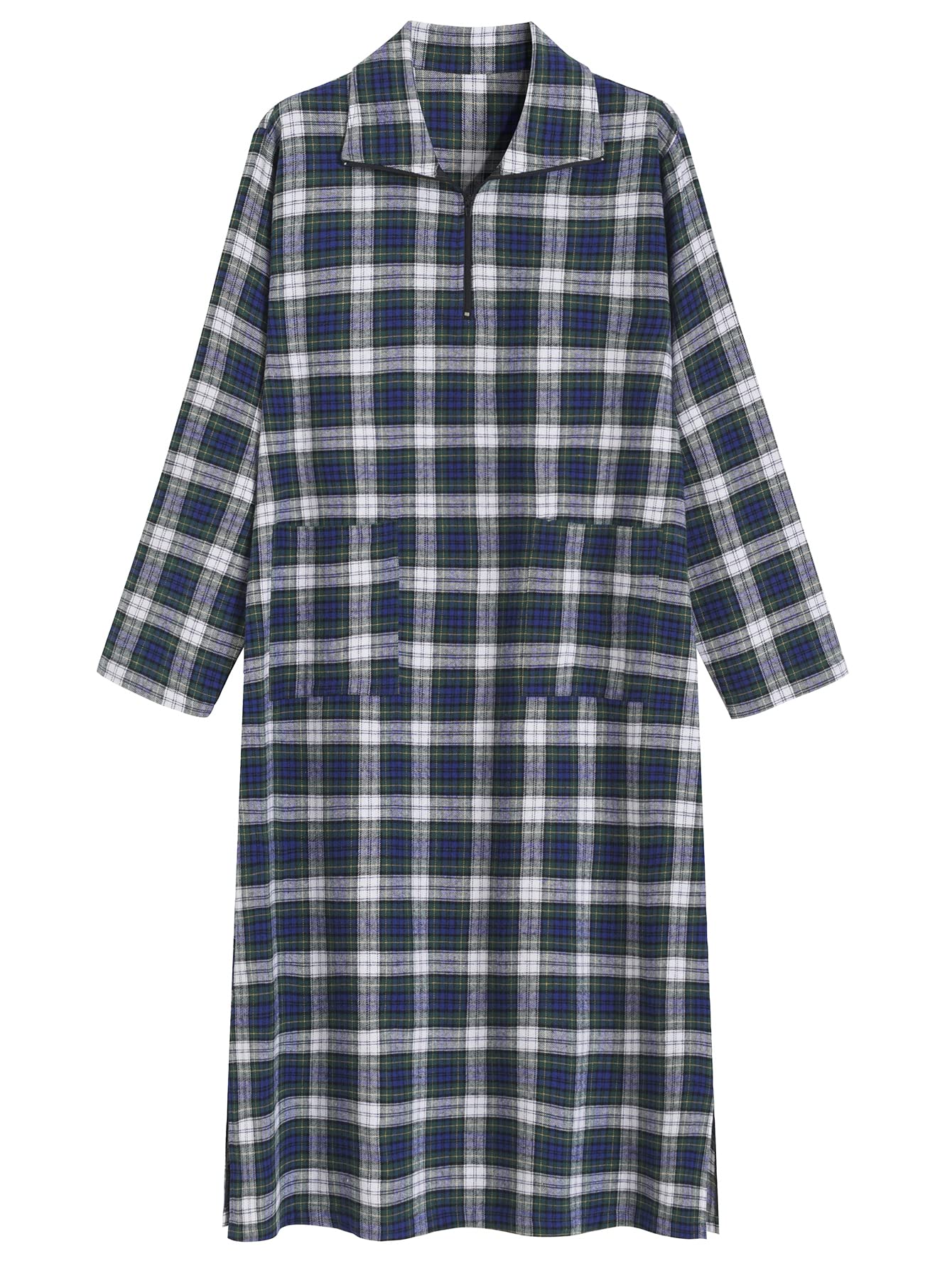 Women's Cotton Flannel Nightgown Long Sleeve Midi Nightgown - Latuza