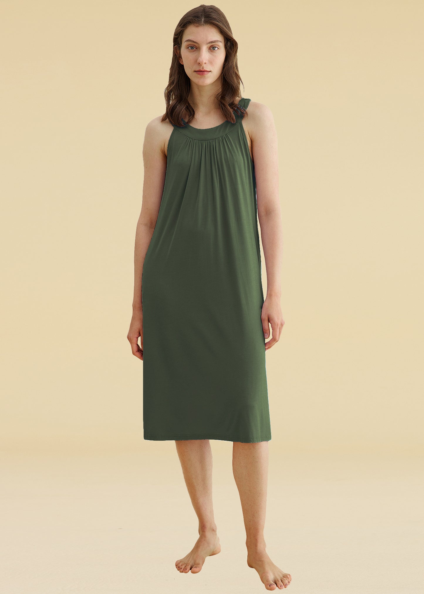 Women's Bamboo Viscose Sleeveless Nightgown with Pockets
