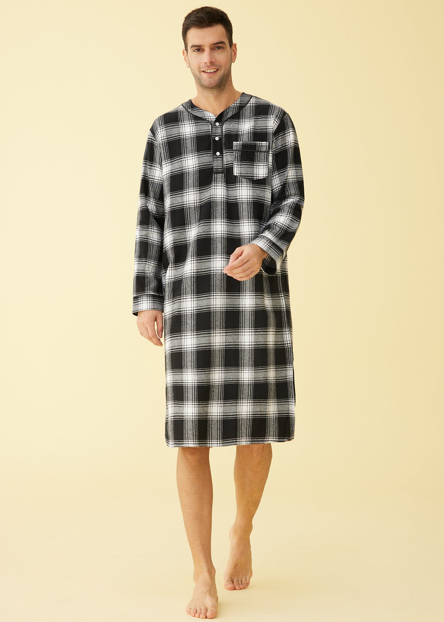 Men's Cotton Flannel Nightshirt Sleep Shirt – Latuza