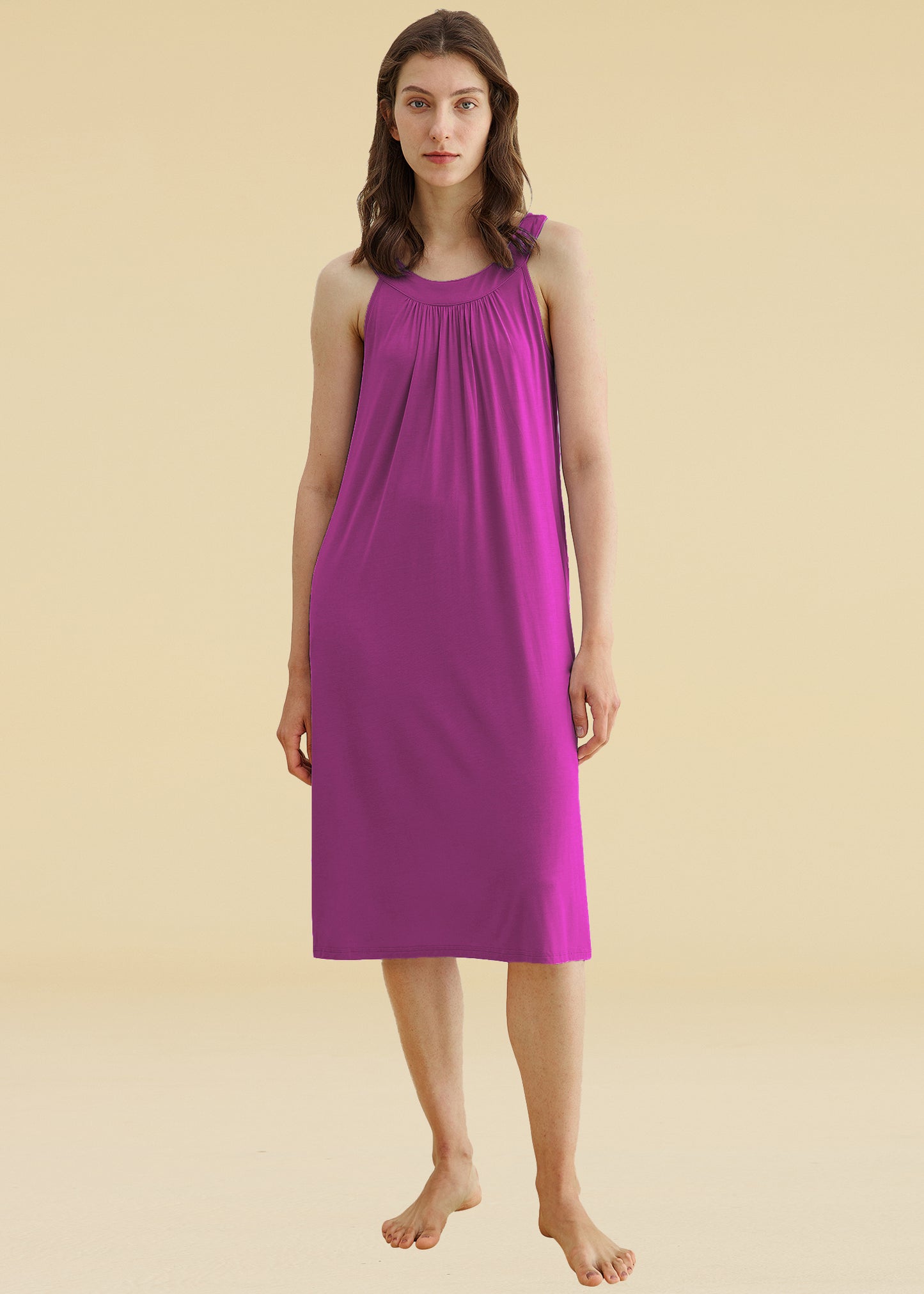 Women's Bamboo Viscose Sleeveless Nightgown with Pockets