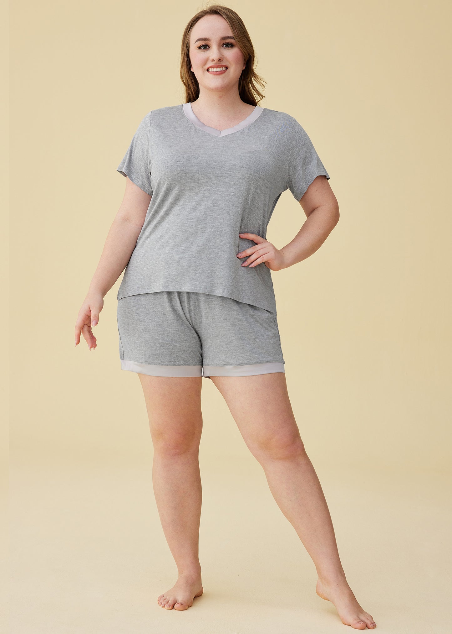 Women's V-Neck Short Sleeve Bamboo Pajama Set
