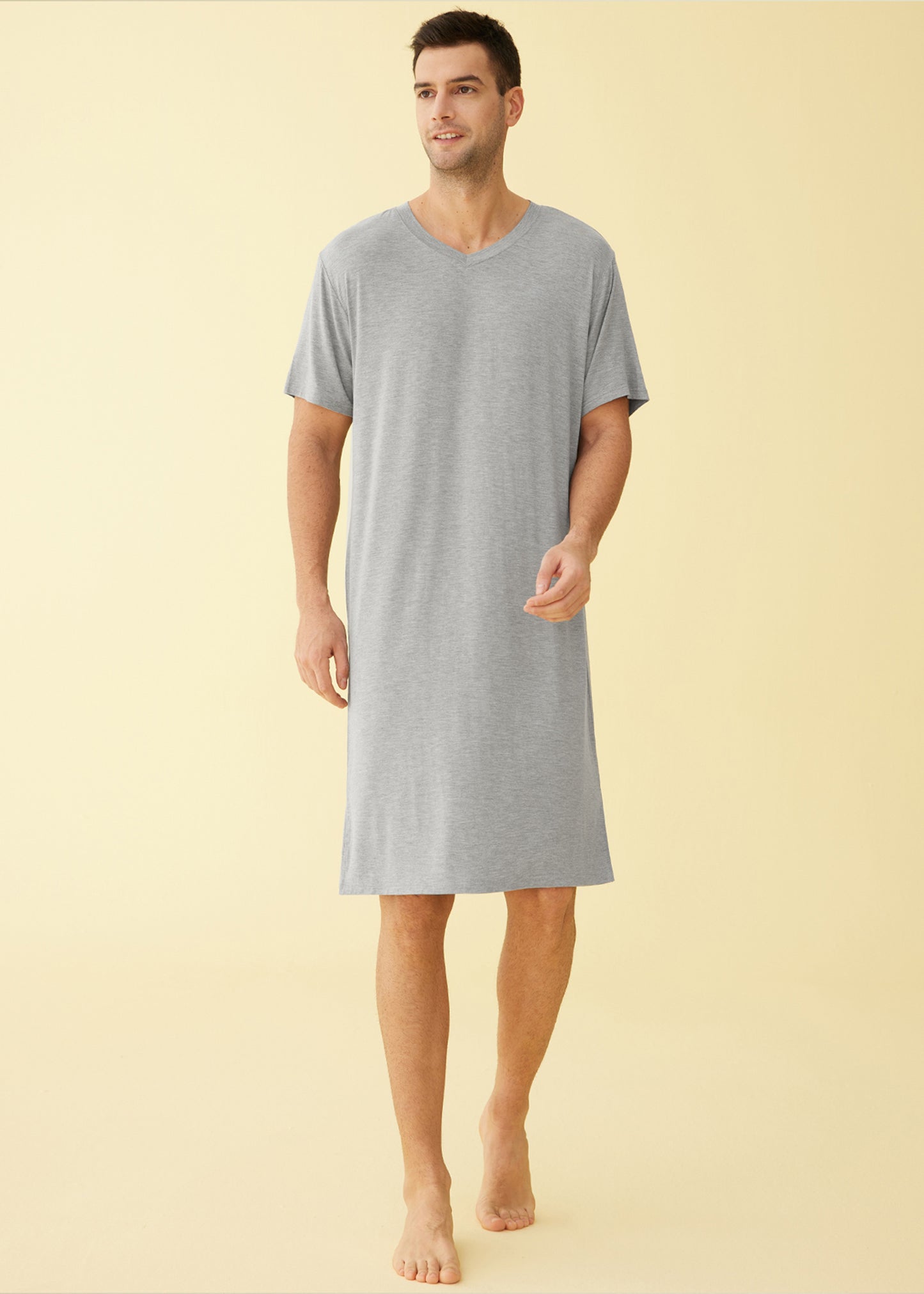 Men's Bamboo Viscose Nightshirt Short Sleeves Sleep Shirt